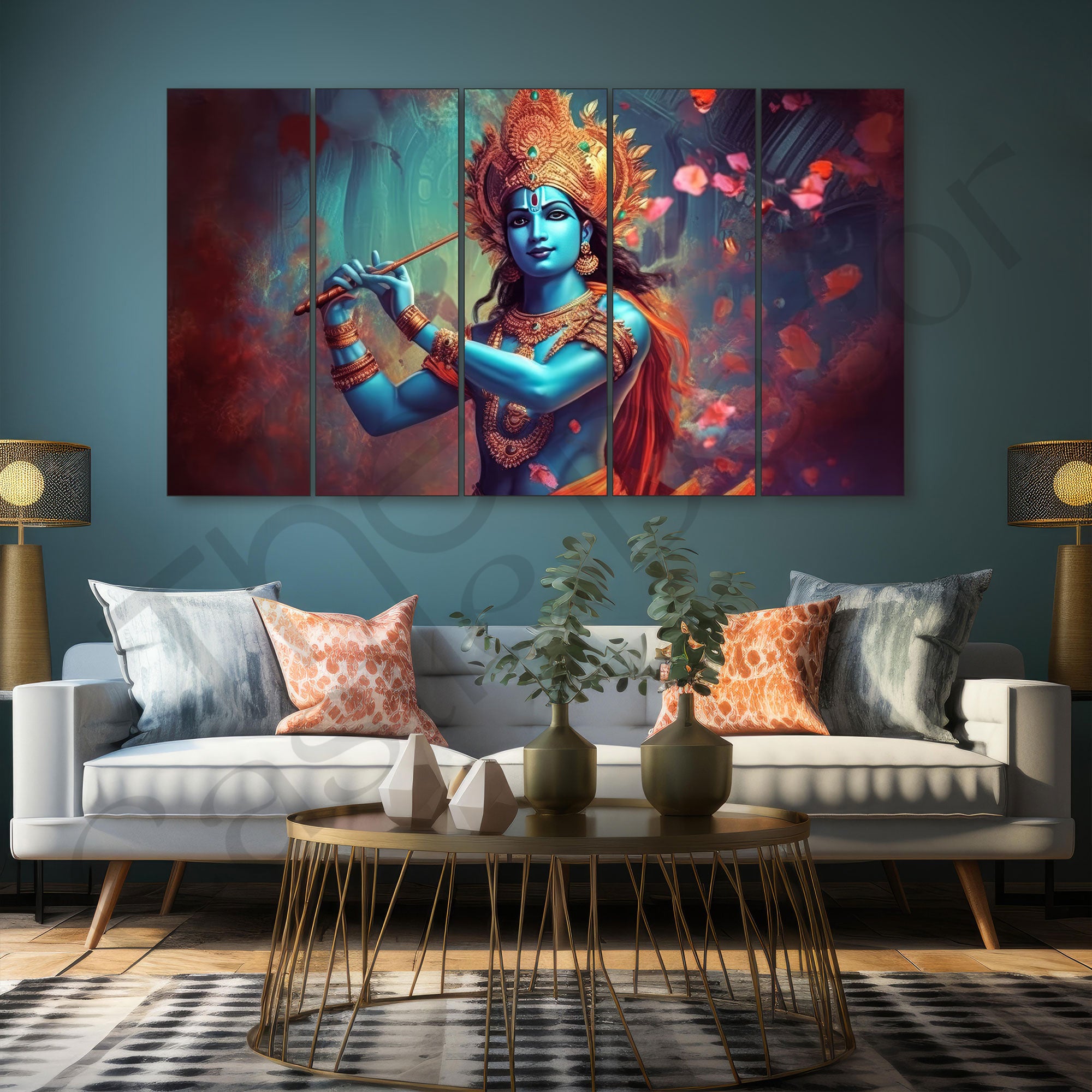 Krishna Ji Painting with frame Big Size Wall Art for living room,Bedroom,Drawing room,Hotels