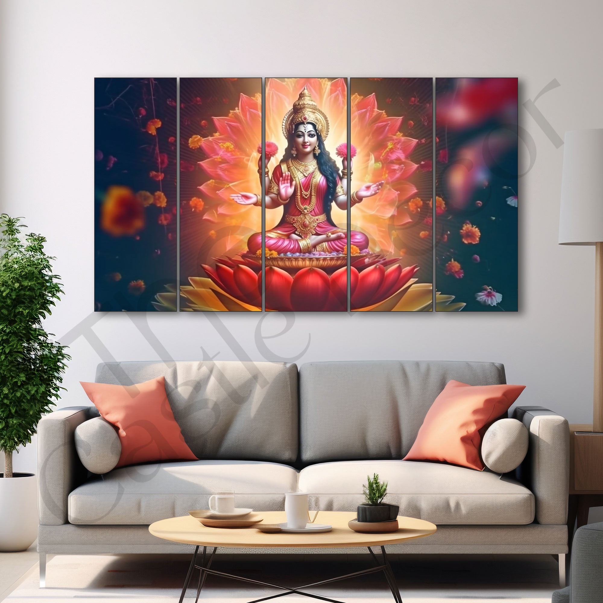 Goddess Laxmi ji Painting with frame Big Size Wall Art for living room,Bedroom,Drawing room,Hotels