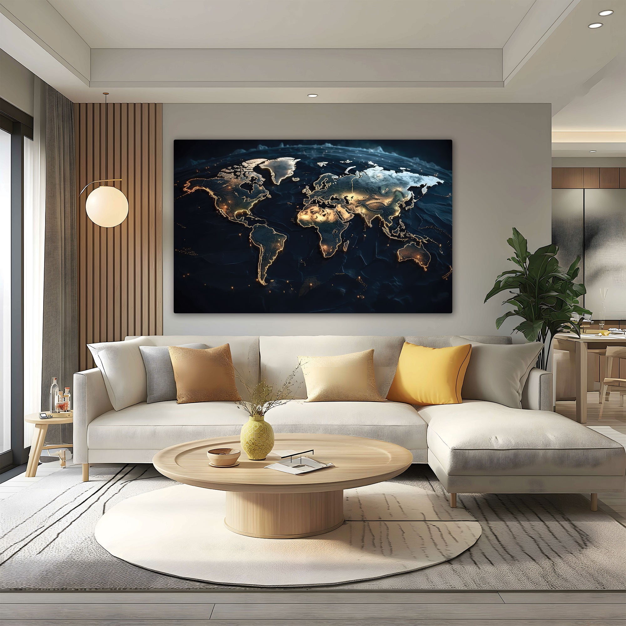 World map Canvas painting with frame Big Size Wall Art for living room,Bedroom,Drawing room,Hotels