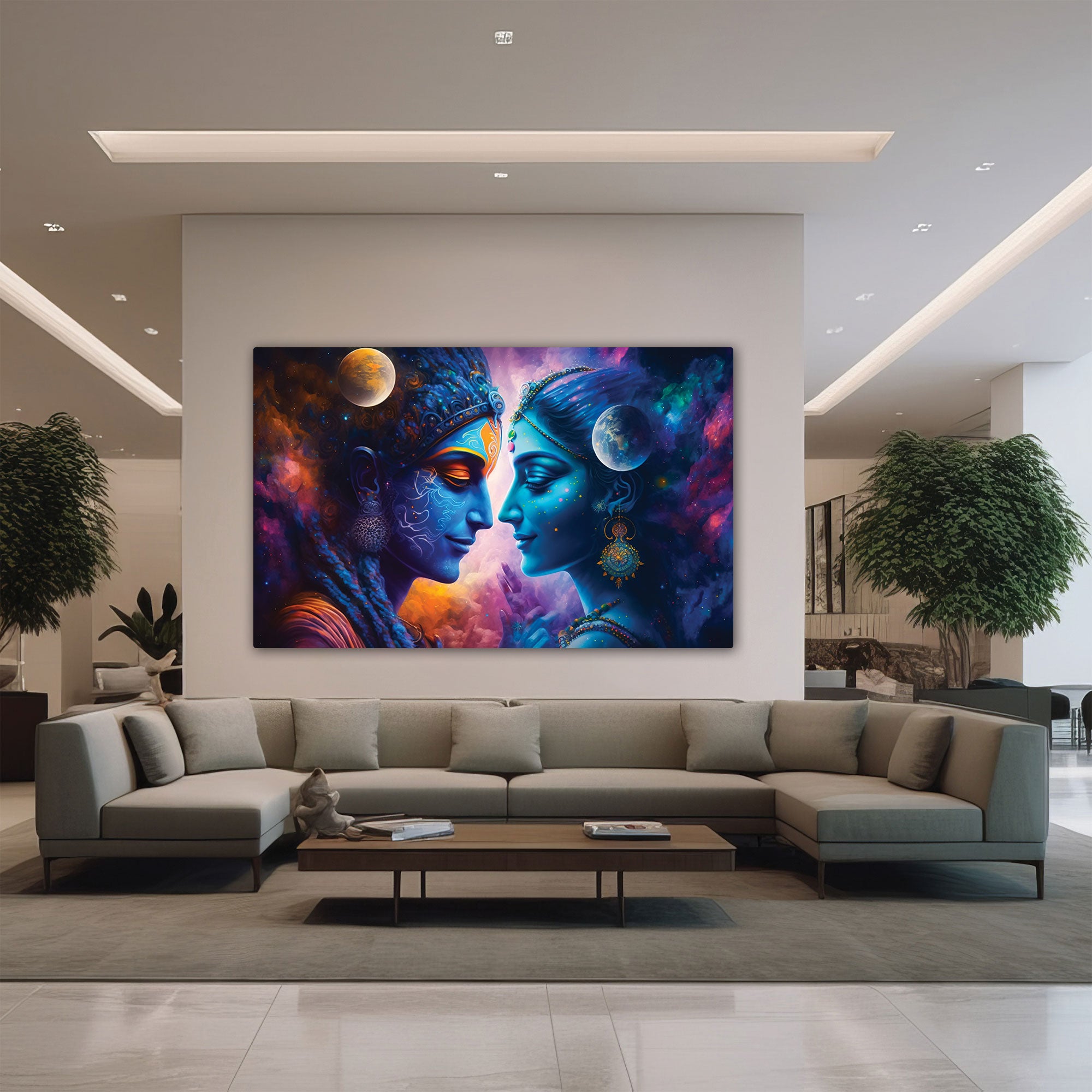 Beautiful radha krishna Canvas painting with frame Big Size Wall Art for living room,Bedroom,Drawing room,Hotels