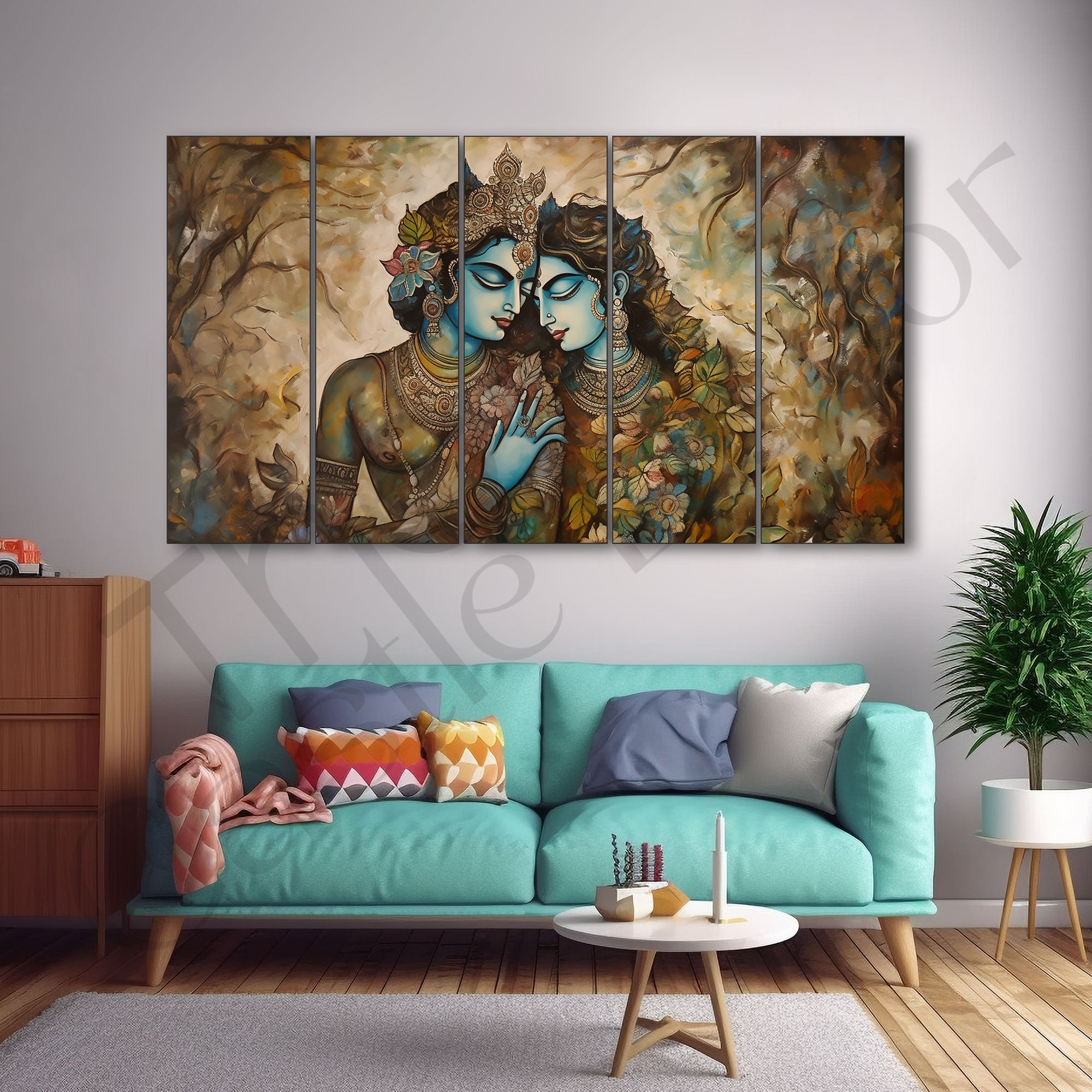 Radha Krishna Painting with frame Big Size Wall Art for living room,Bedroom,Drawing room,Hotels