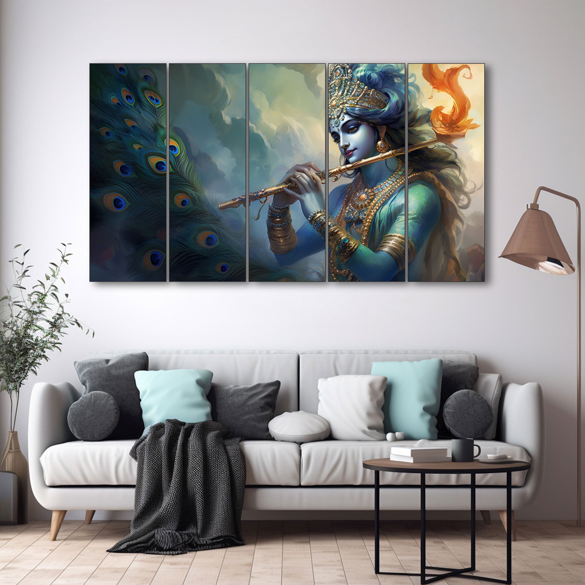 Krishna Ji Painting with frame Big Size Wall Art for living room,Bedroom,Drawing room,Hotels