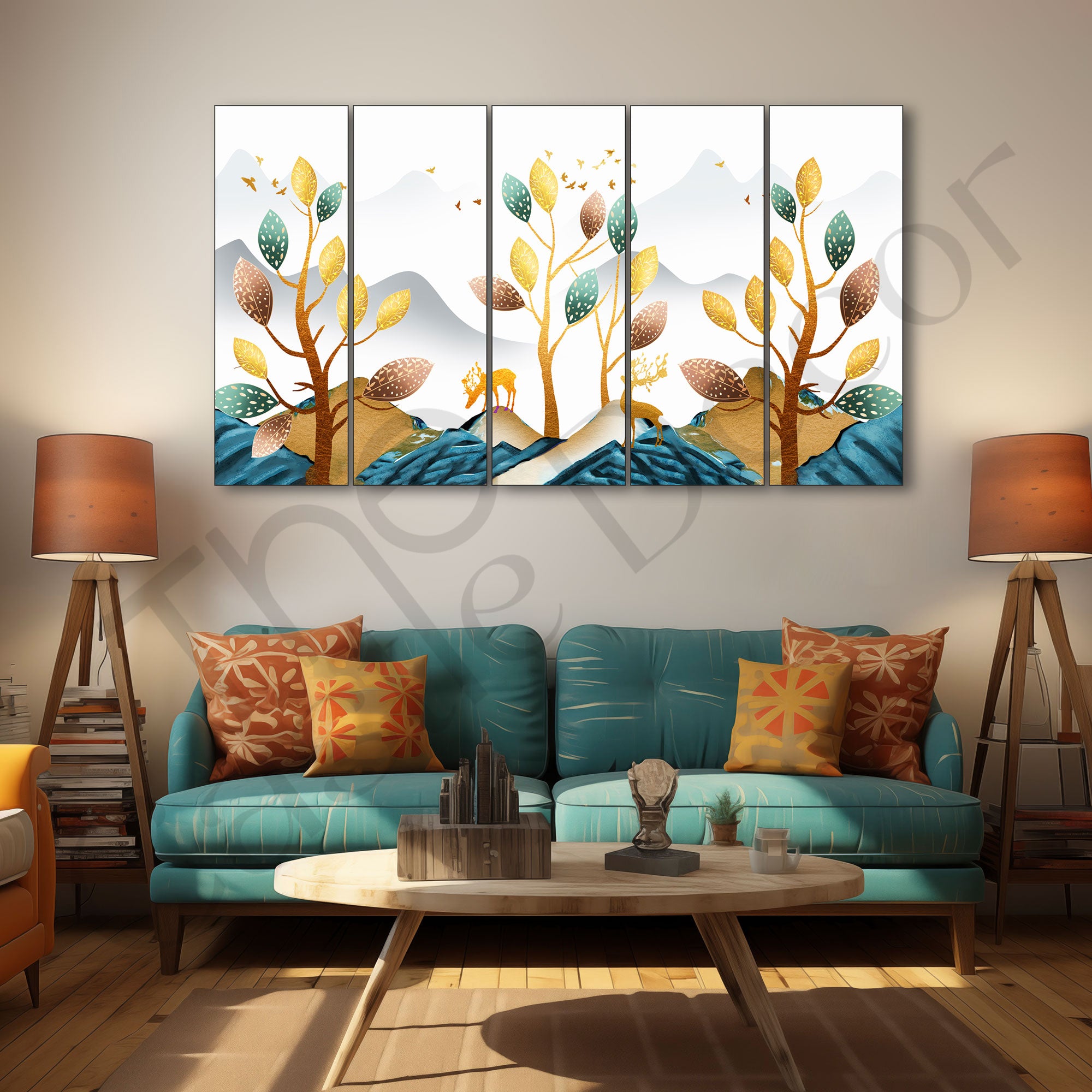 Golden Deer Painting with frame Big Size Wall Art for living room,Bedroom,Drawing room,Hotels
