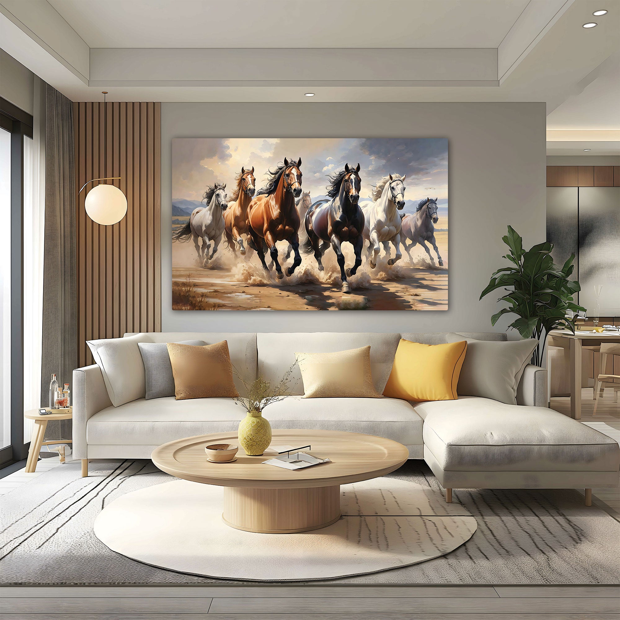 Vaastu running horses Canvas painting Big Size Wall Art for living room,Bedroom,Drawing room,Hotels