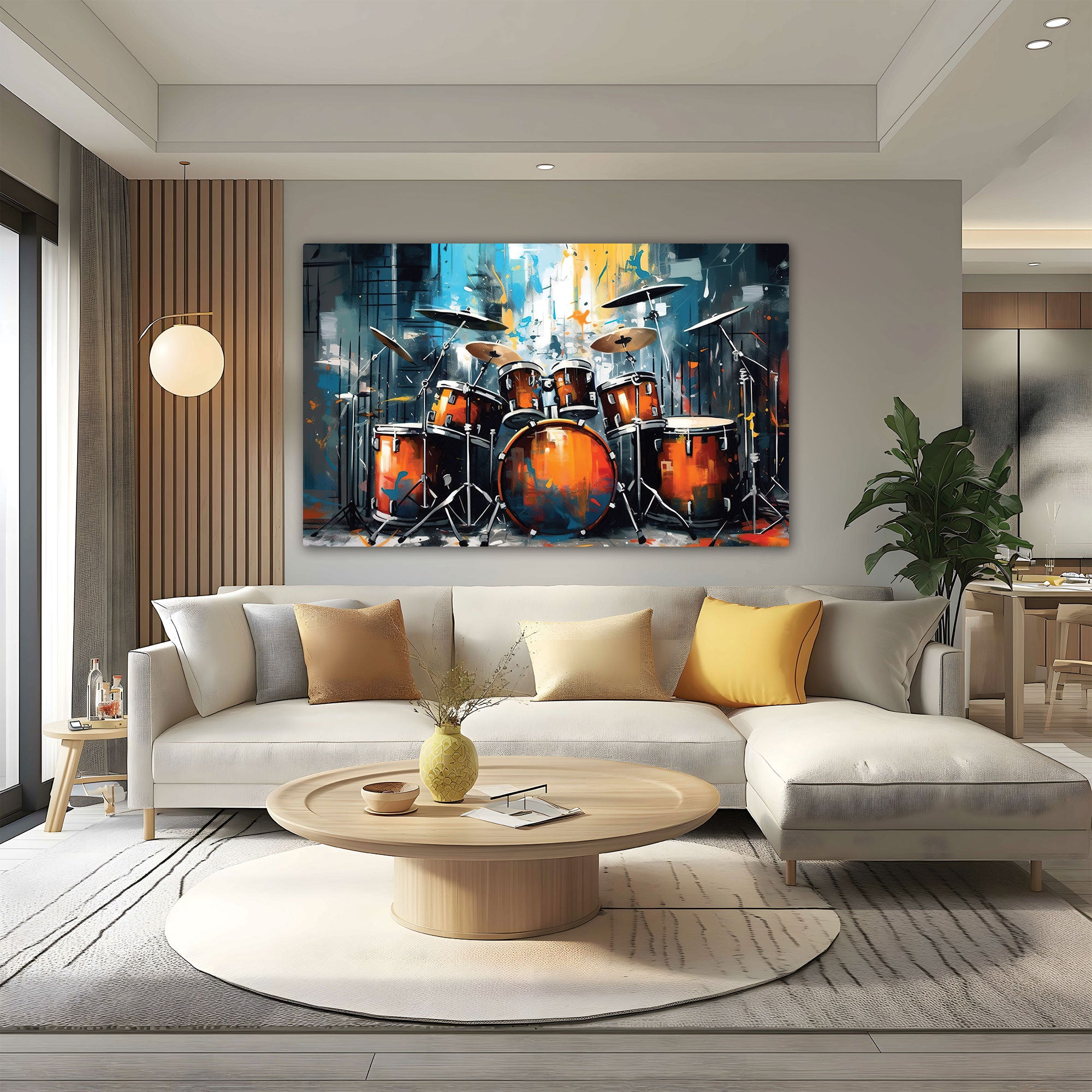 Drumset Canvas painting with frame Big Size Wall Art for living room,Bedroom,Drawing room,Hotels