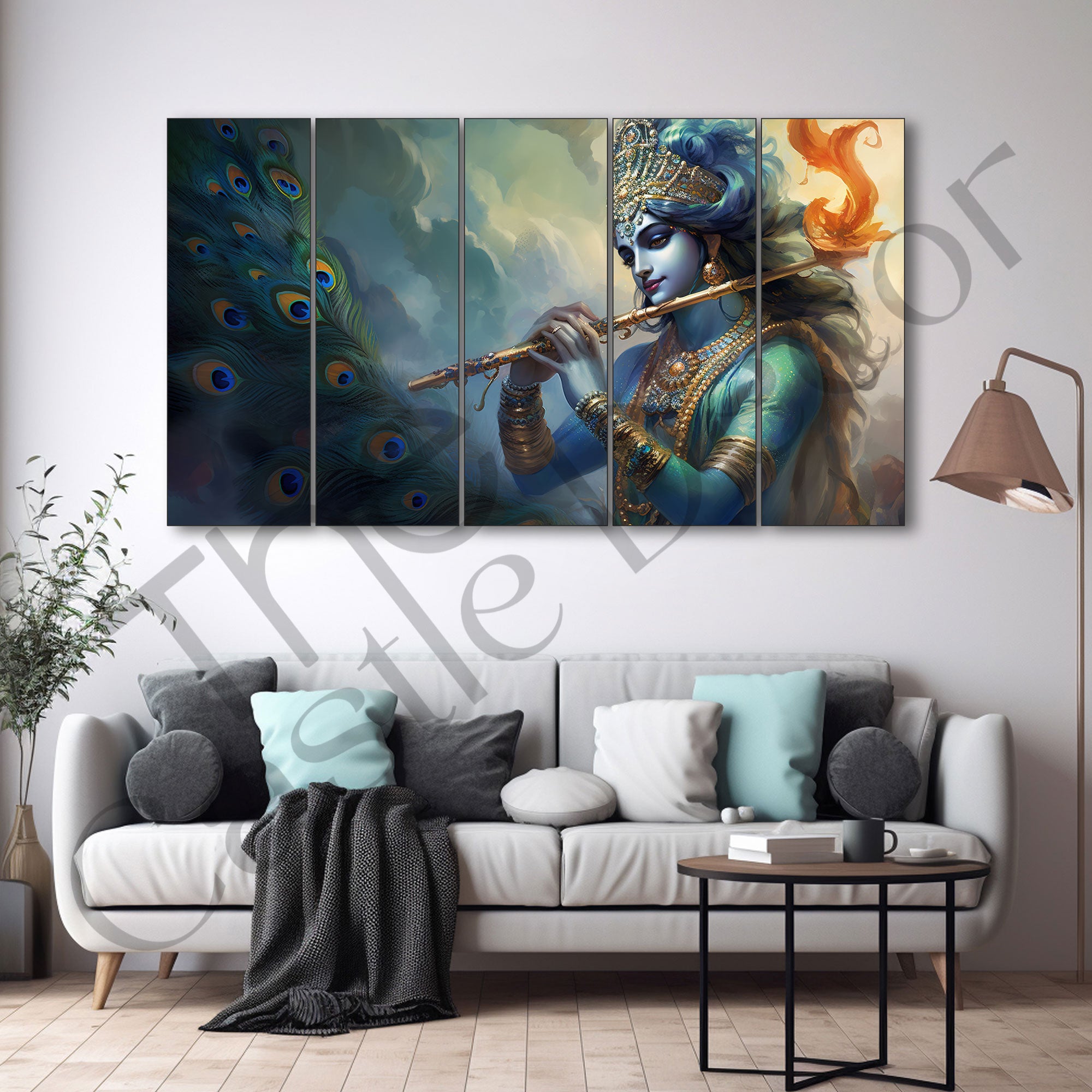 Krishna Ji Painting with frame Big Size Wall Art for living room,Bedroom,Drawing room,Hotels