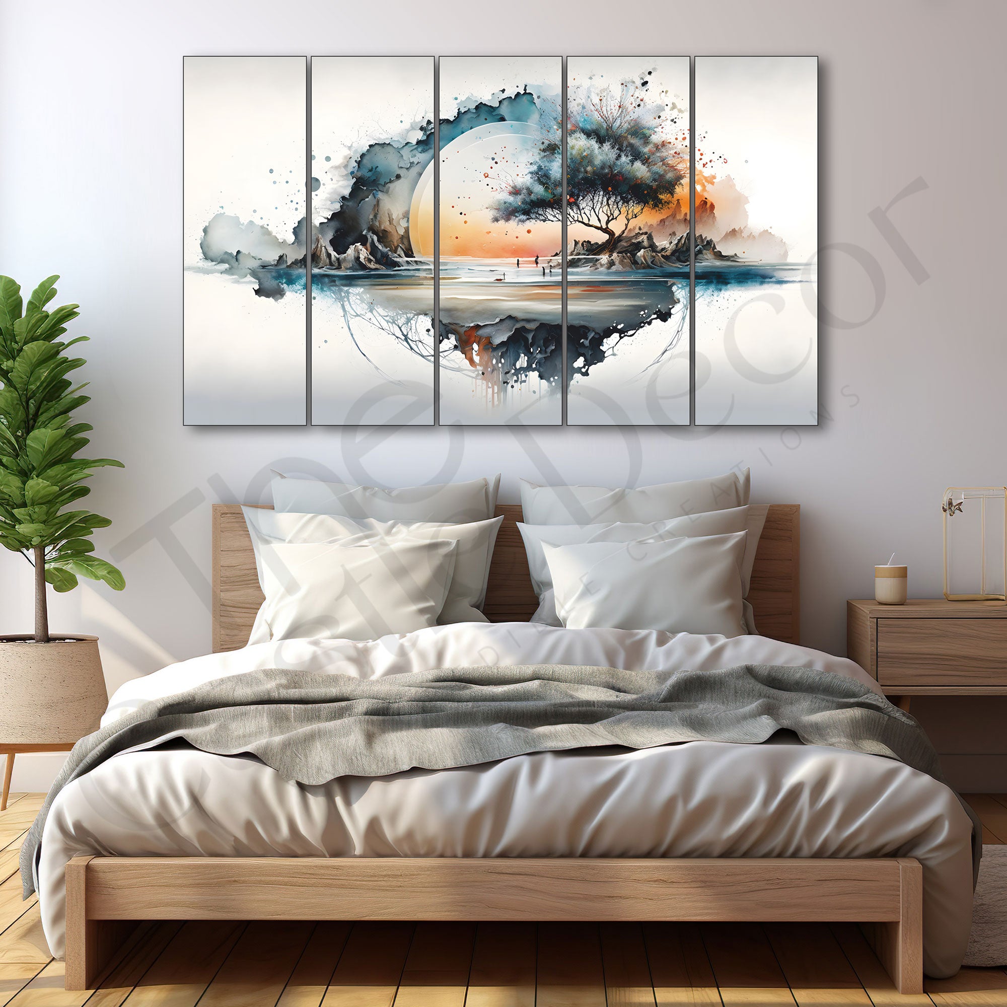 Watercolour Painting Set of 5 for Home Decoration