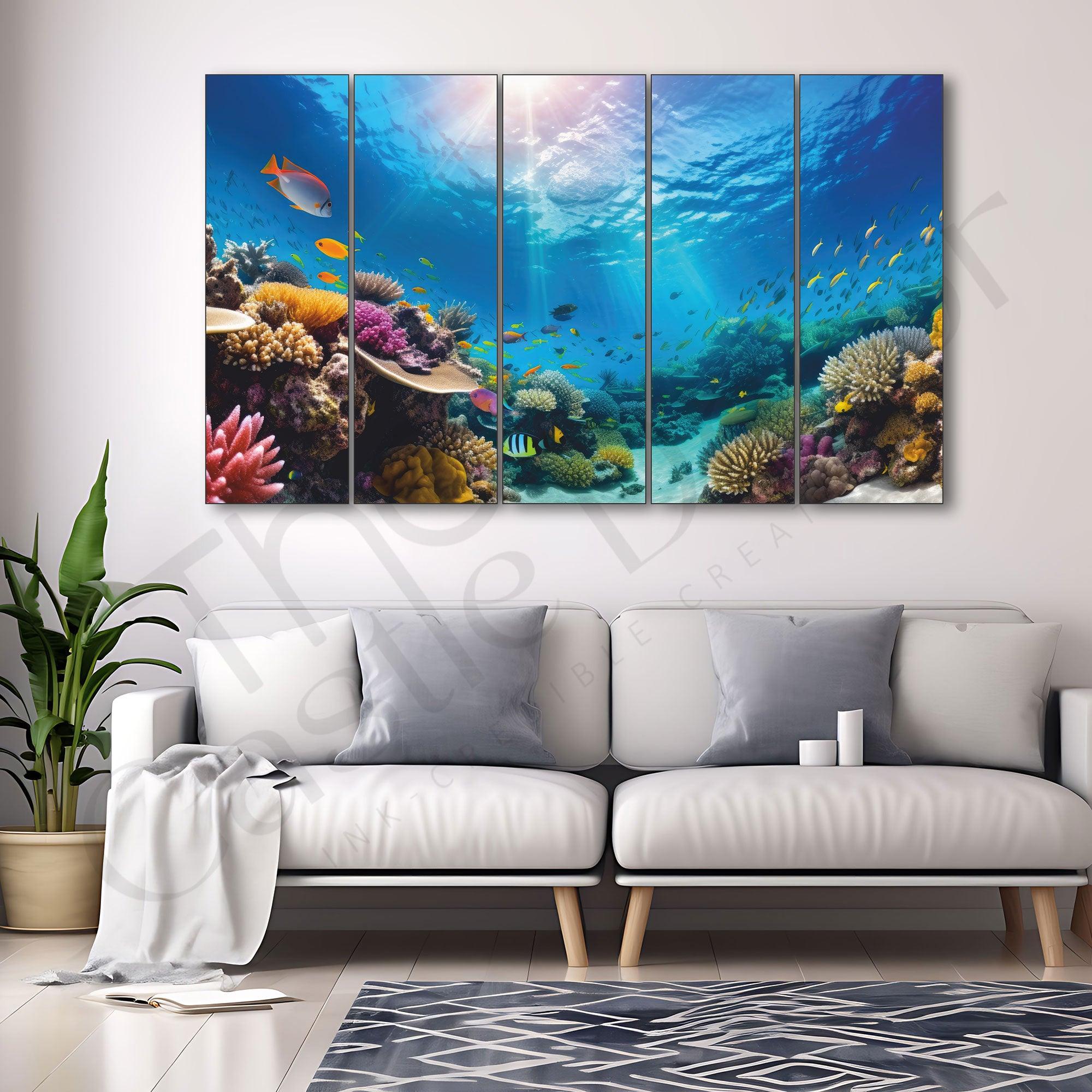 Underwater Sea Painting Set of 5 for Home Decoration