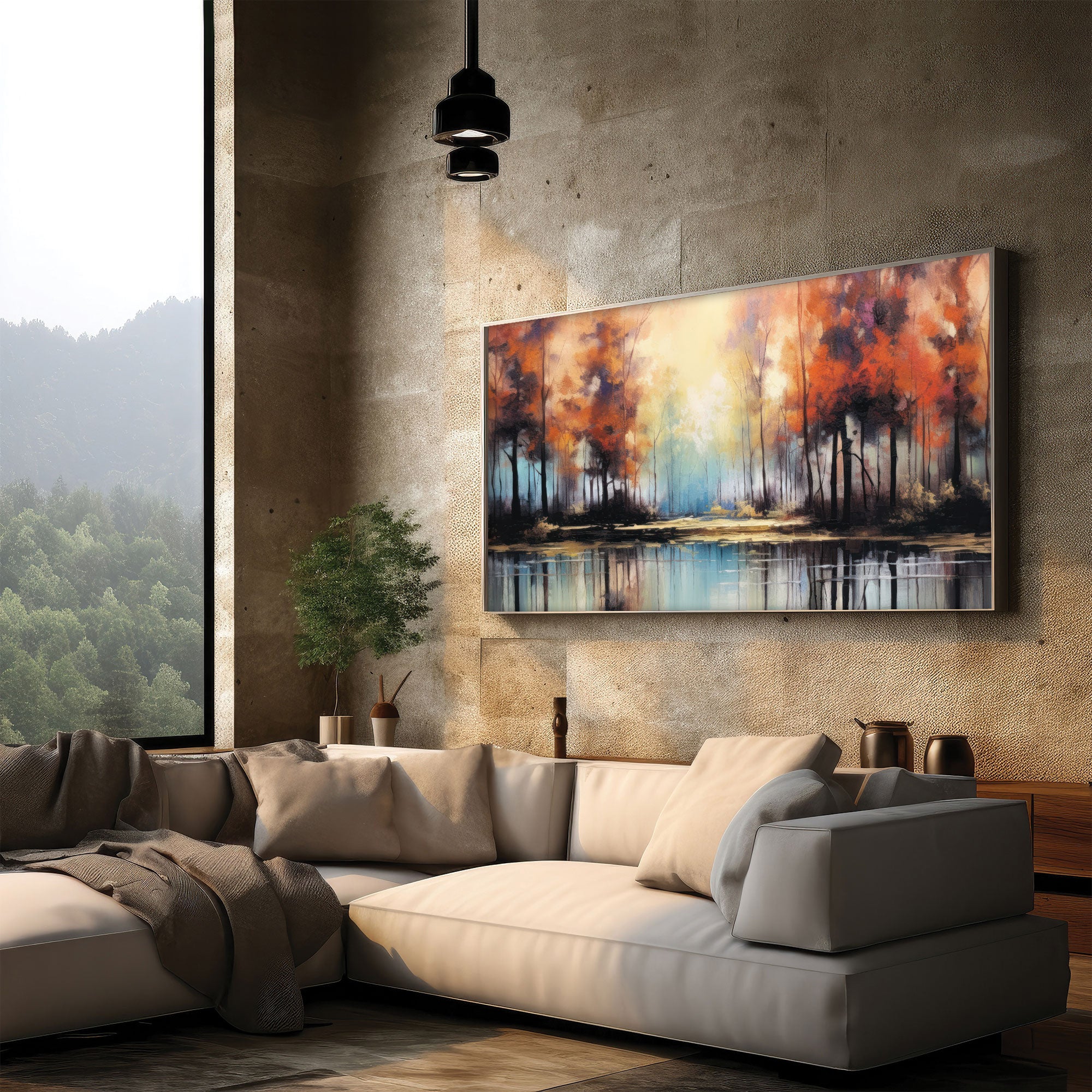 Abstract jungle Canvas painting with frame Big Size Wall Art for living room,Bedroom,Drawing room,Hotels