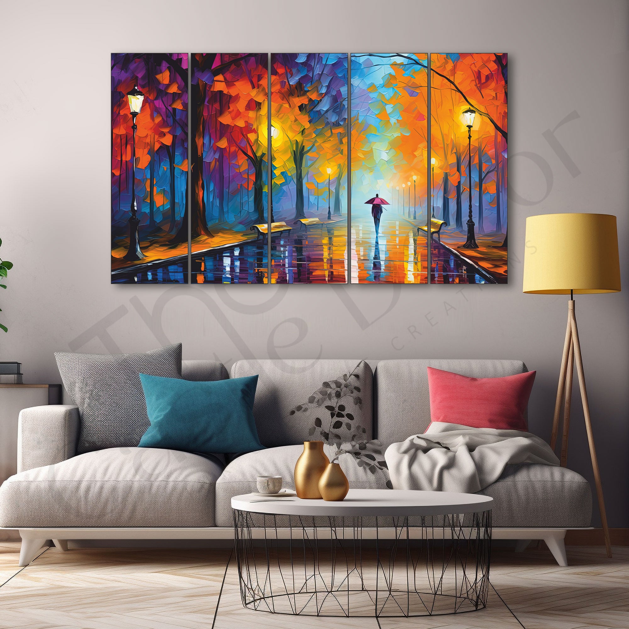 Trees Passage Painting Set of 5 for Home Decoration