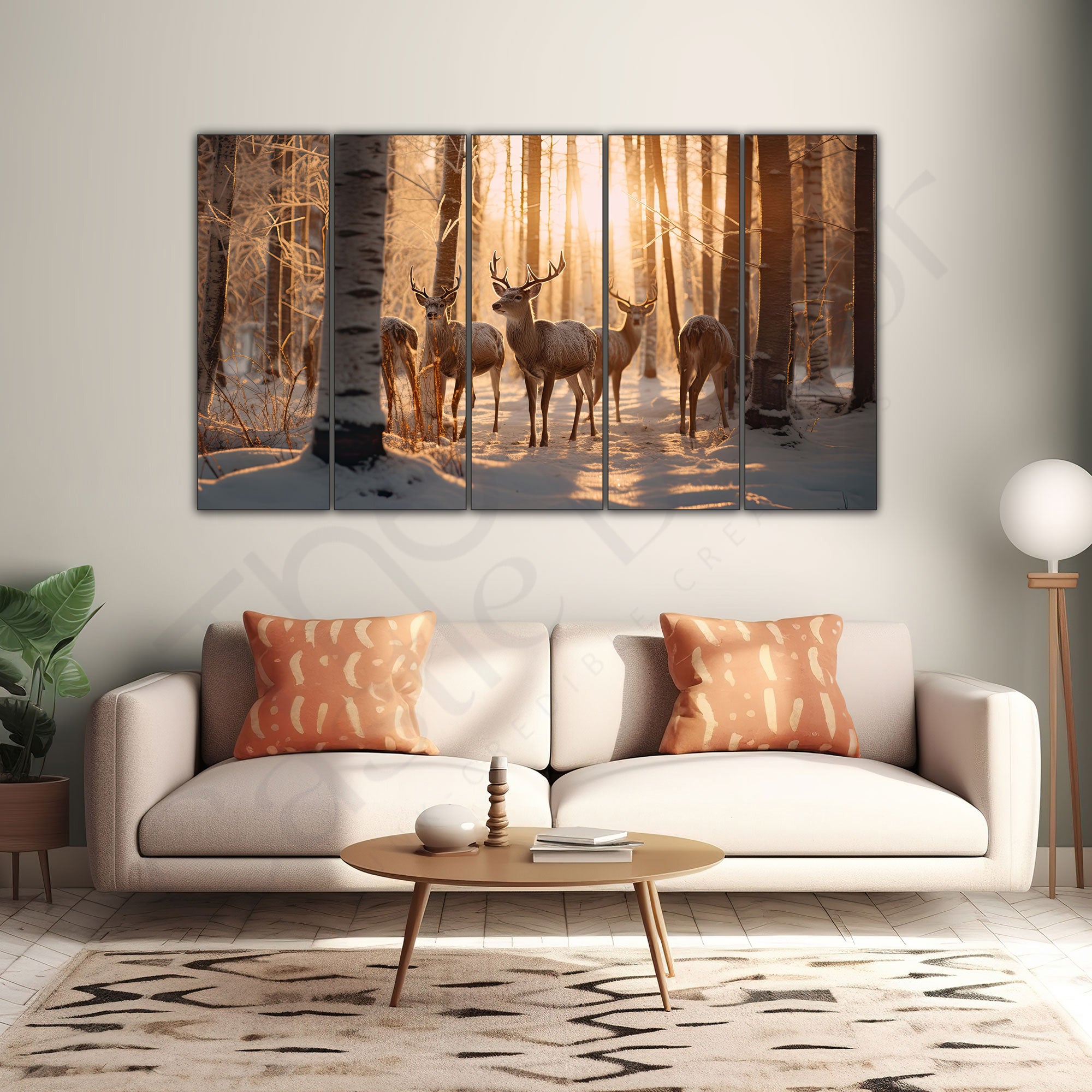 Vaastu Golden Deer Painting with frame Big Size Wall Art for living room,Bedroom,Drawing room,Hotels