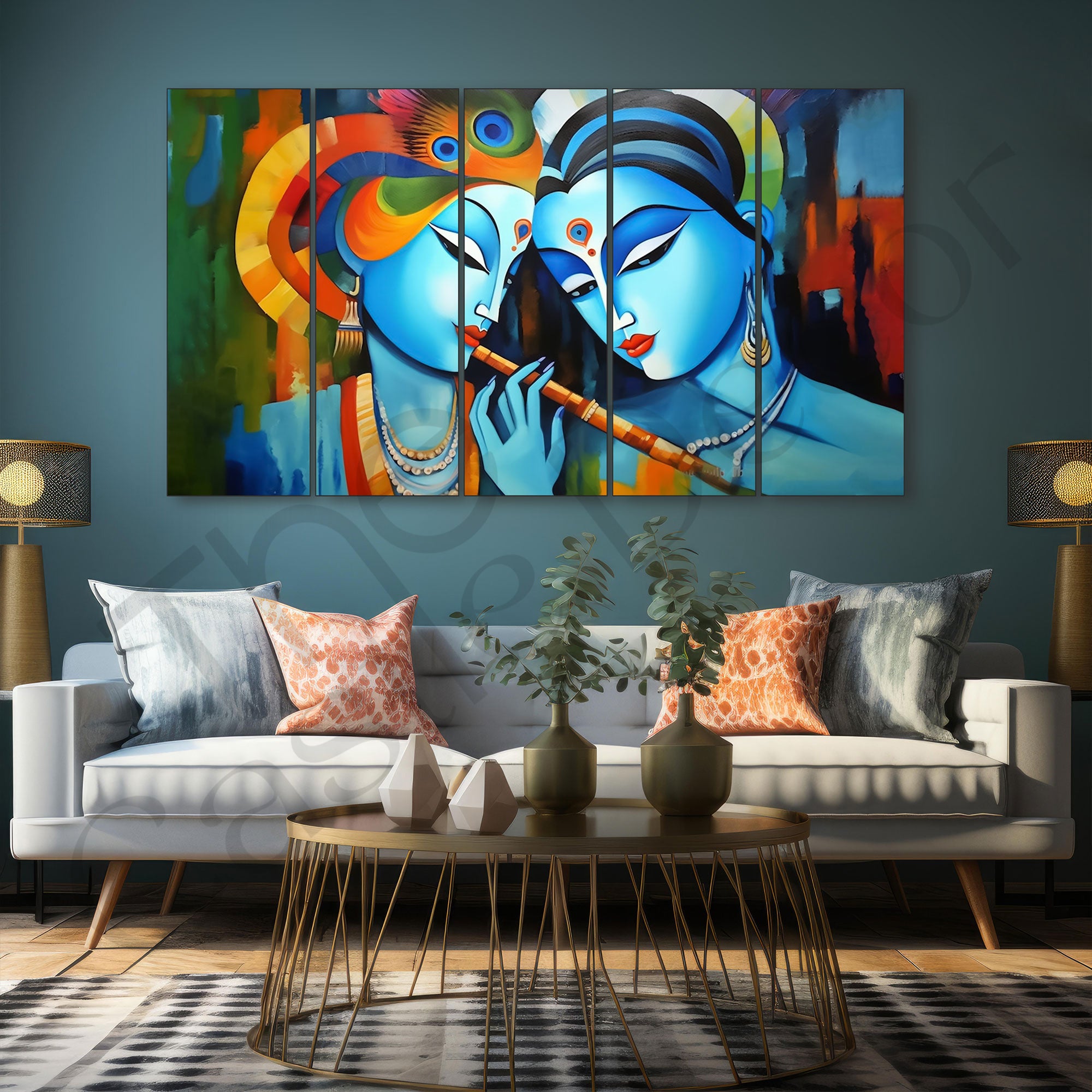 Radha Krishna Painting with frame Big Size Wall Art for living room,Bedroom,Drawing room,Hotels