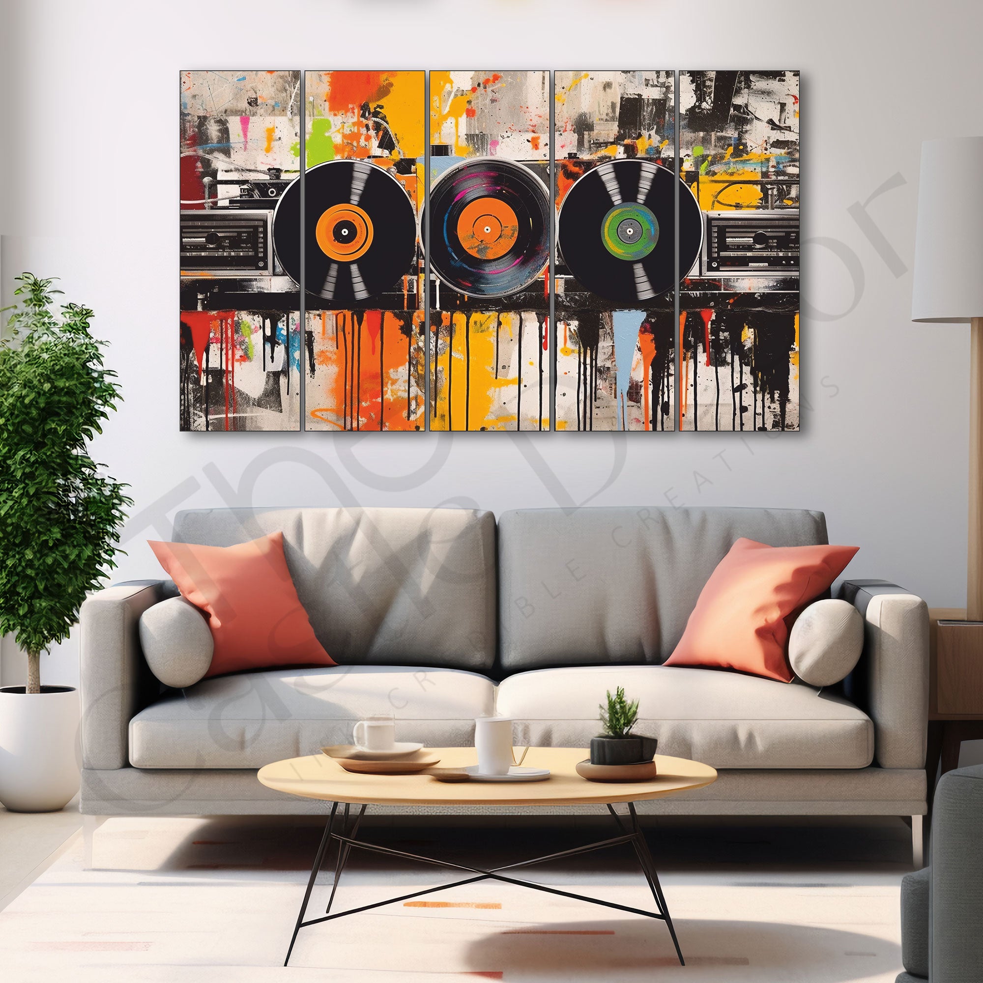 Music Retro Painting Set of 5 for Home Decoration