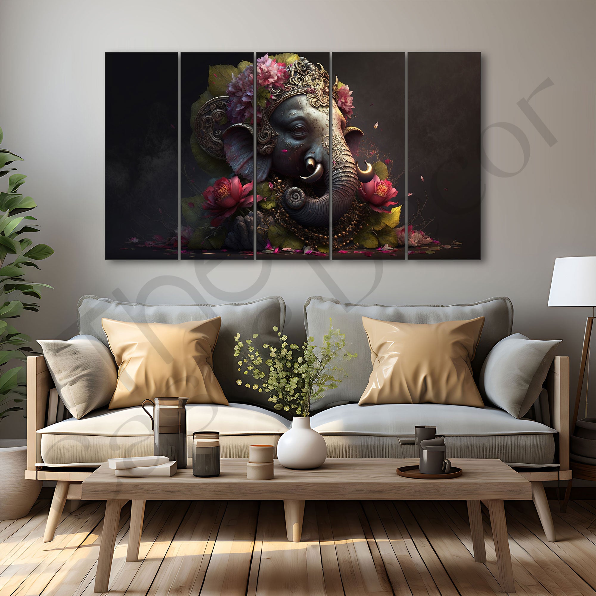 Lord Ganesha Painting with frame Big Size Wall Art for living room,Bedroom,Drawing room,Hotels