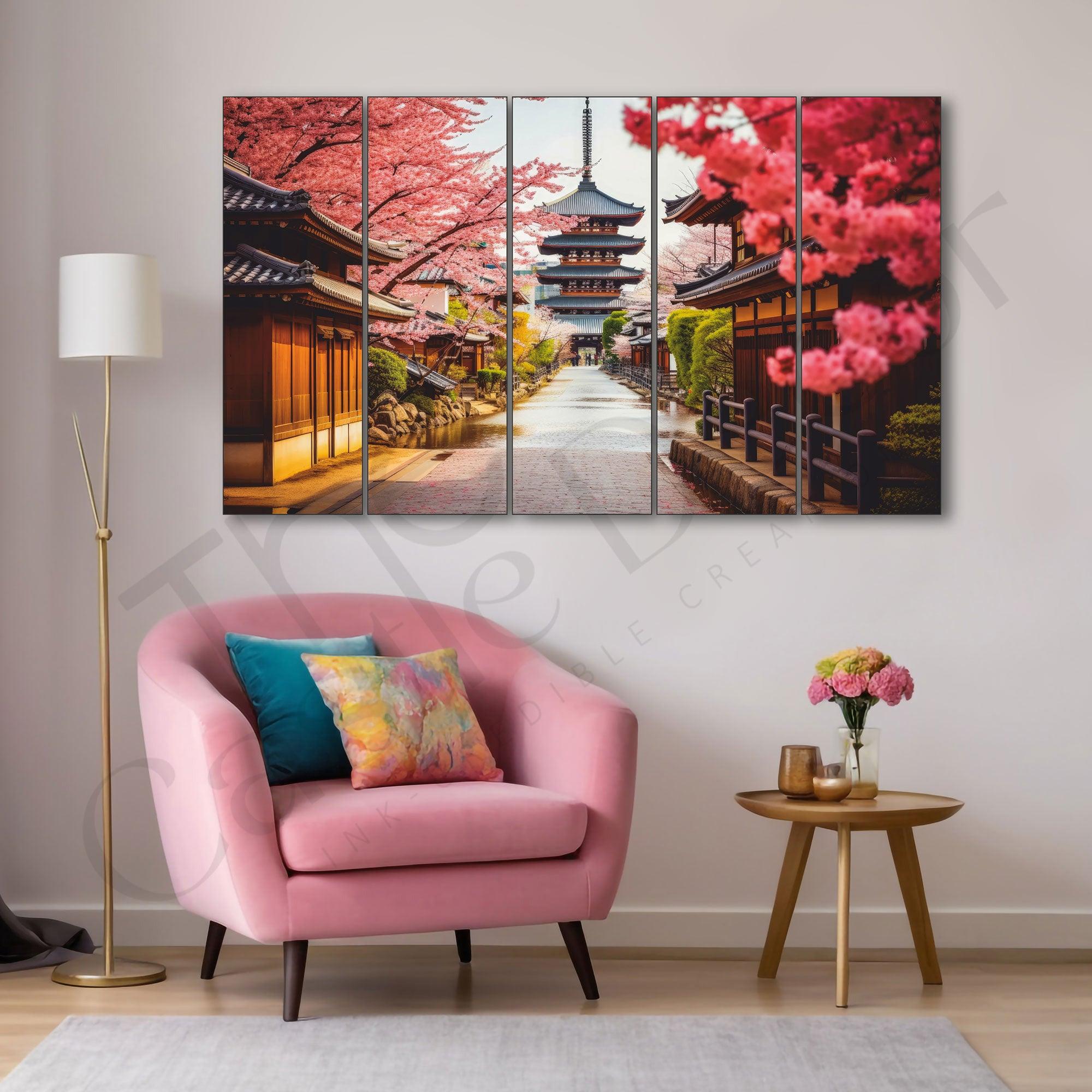 Japanese Street Painting Set of 5 for Home Decoration