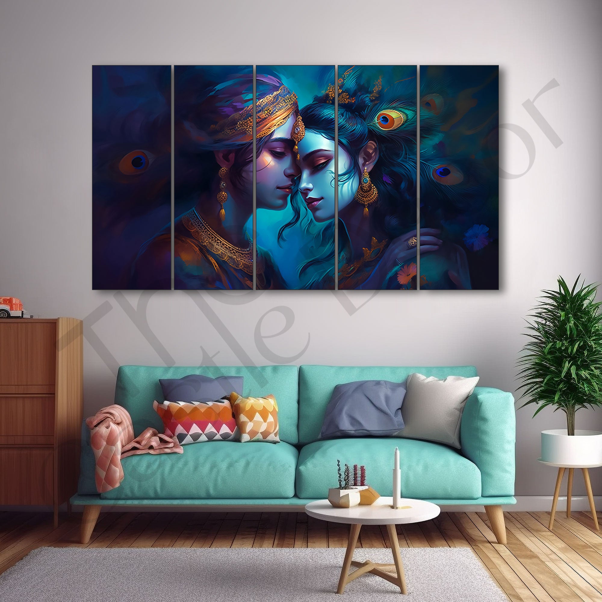 Radha Krishna Painting with frame Big Size Wall Art for living room,Bedroom,Drawing room,Hotels