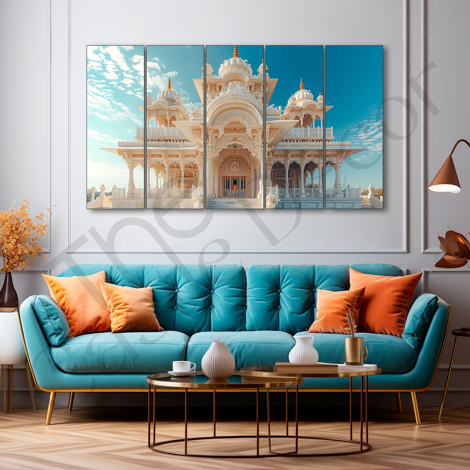 Ram Mandir Painting with frame Big Size Wall Art for living room,Bedroom,Drawing room,Hotels