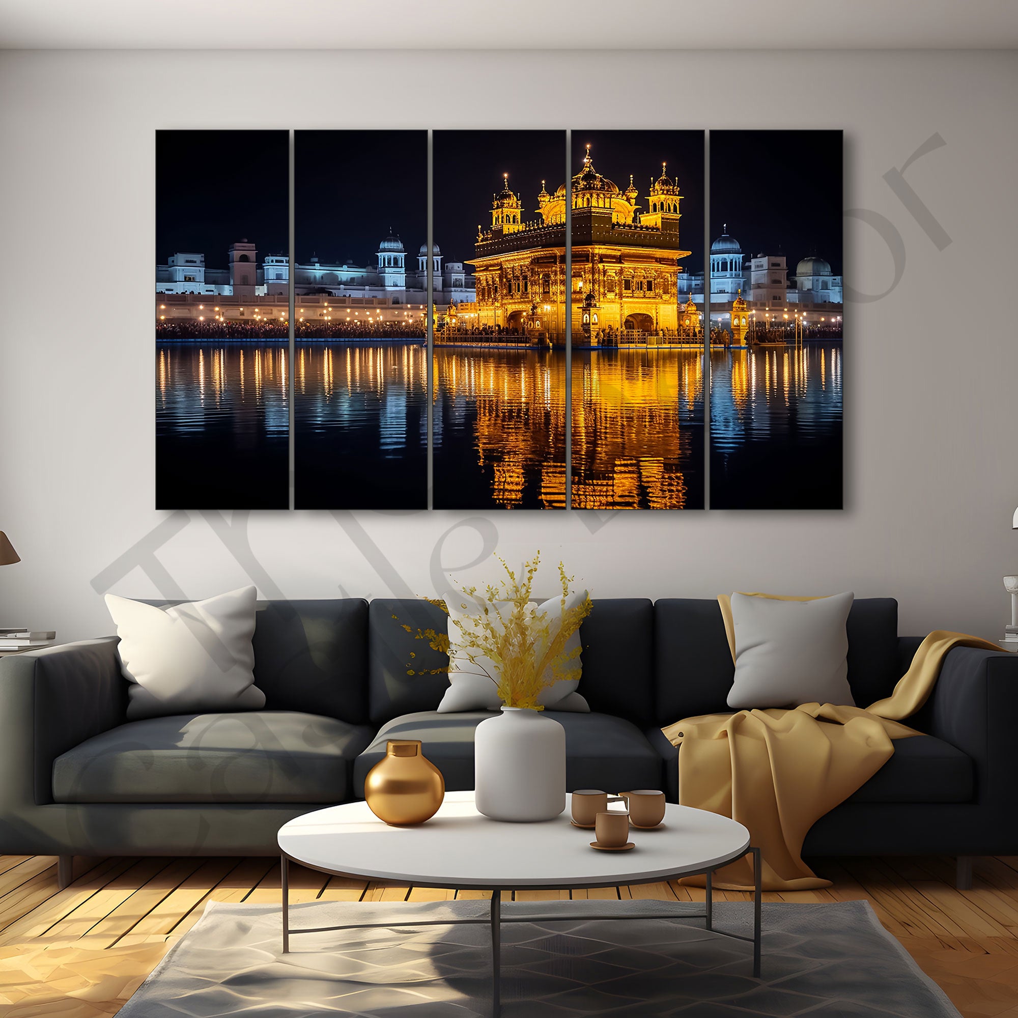 Golden Temple Painting with frame Big Size Wall Art for living room,Bedroom,Drawing room,Hotels