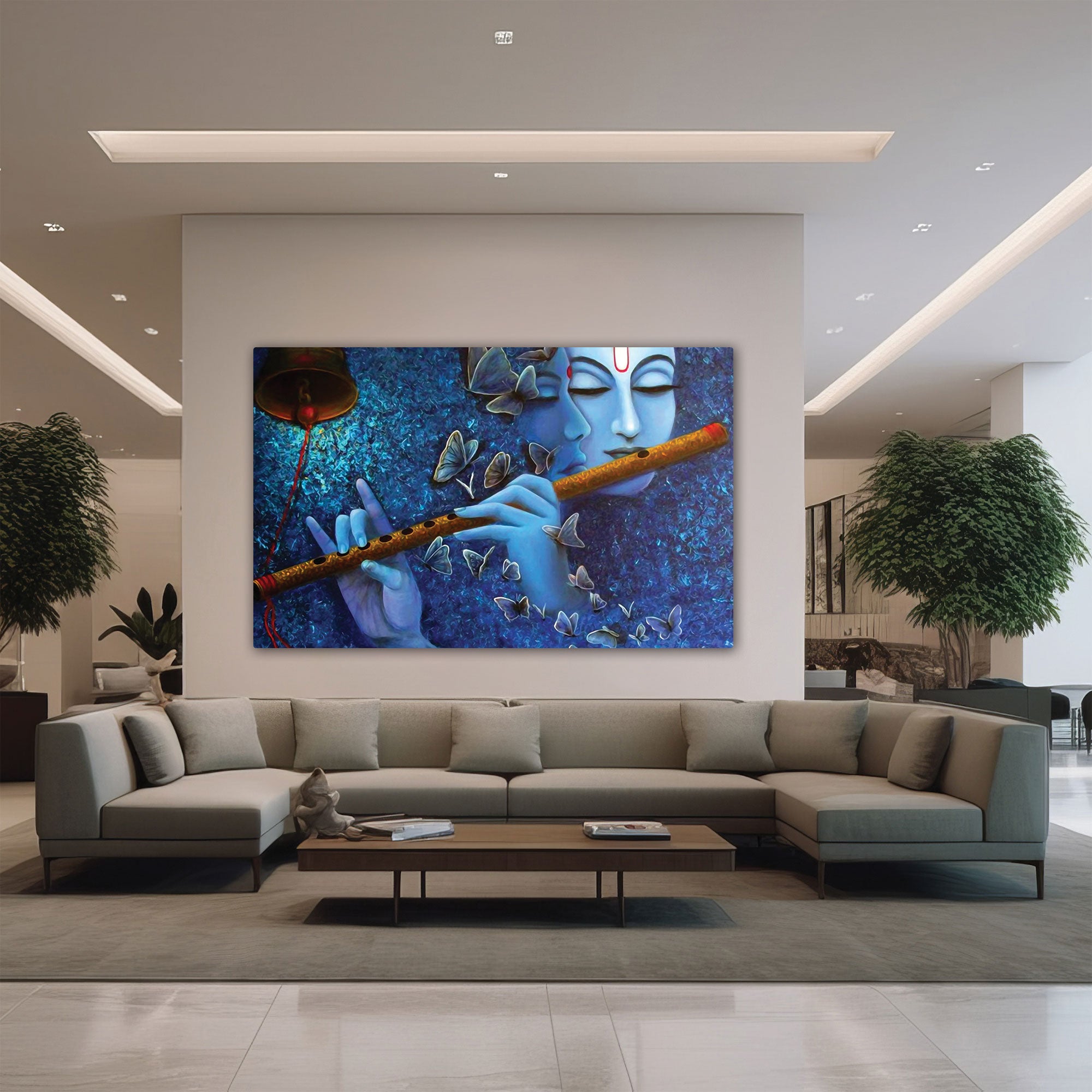 Radha krishnna beautiful Canvas painting with frame Big Size Wall Art for living room,Bedroom,Drawing room,Hotels