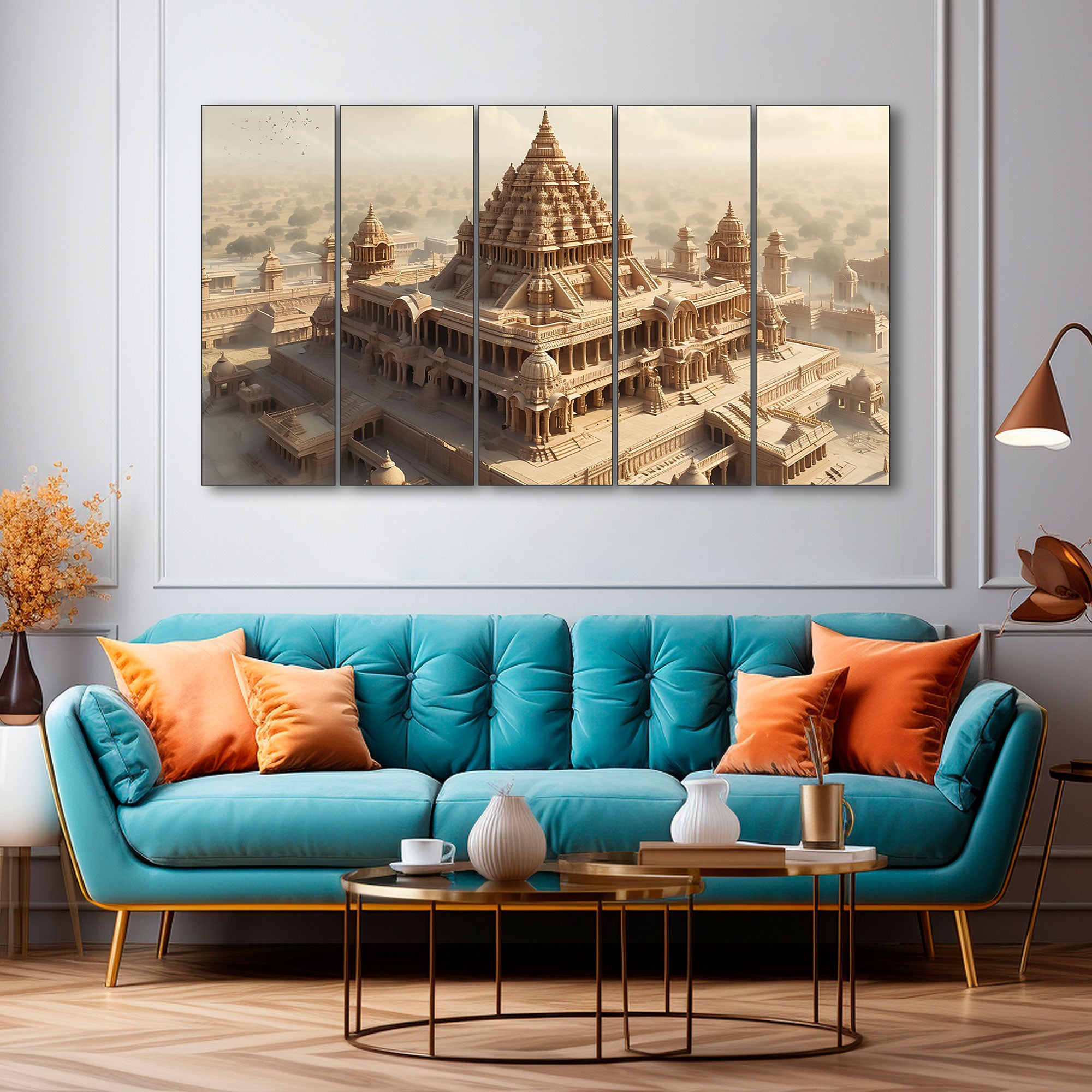 Ram Mandir Painting with frame Big Size Wall Art for living room,Bedroom,Drawing room,Hotels
