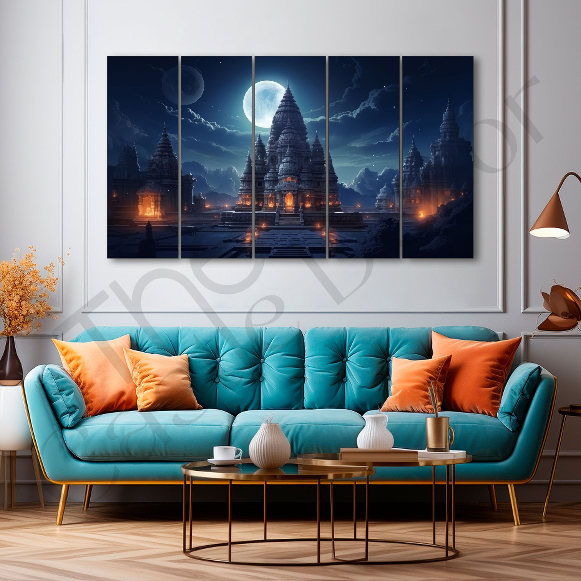 Ram Mandir Painting with frame Big Size Wall Art for living room,Bedroom,Drawing room,Hotels