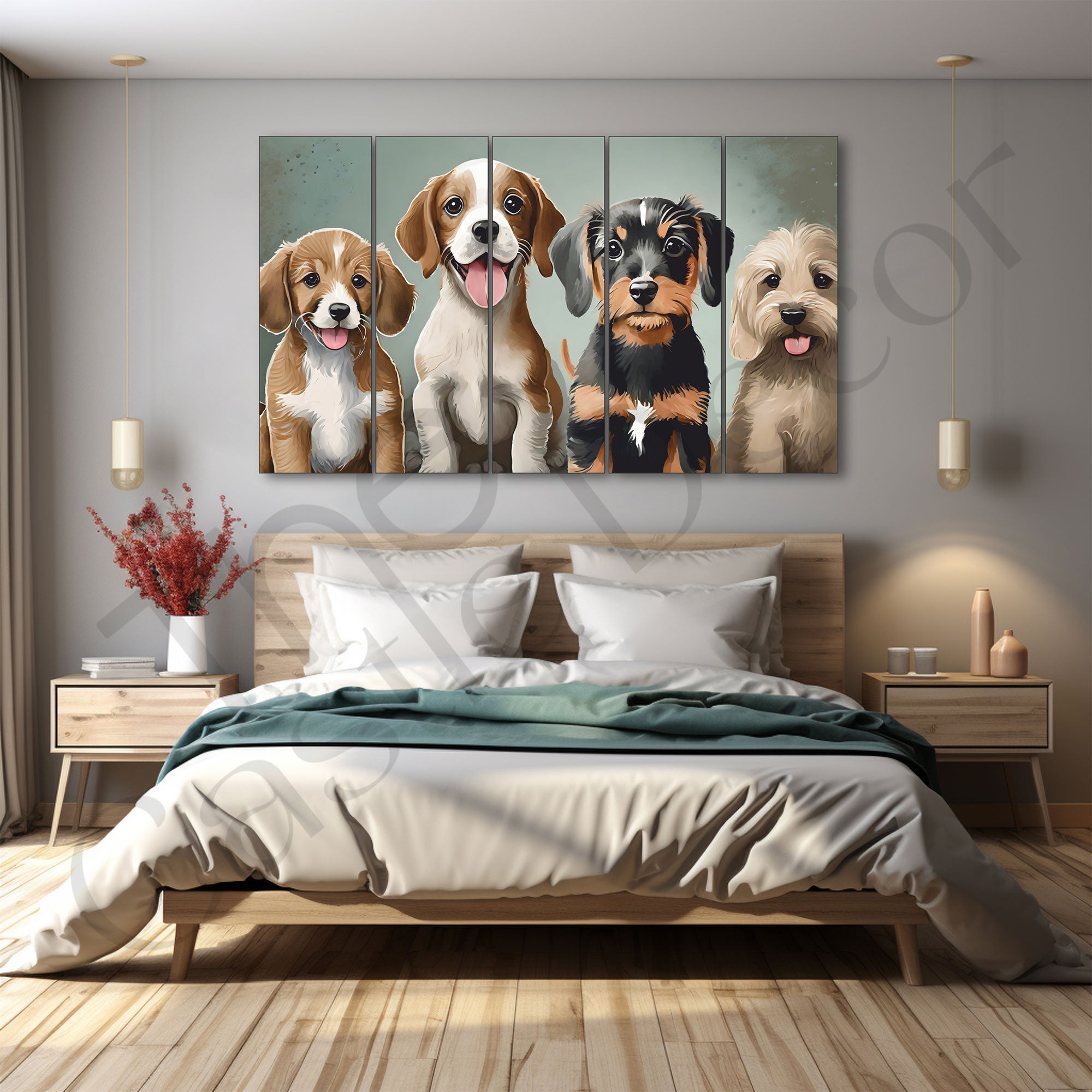 Dogs Painting with frame Big Size Wall Art for living room,Bedroom,Drawing room,Hotels