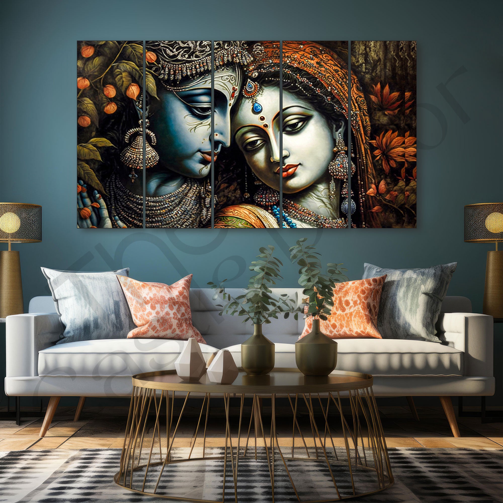 Radha Krishna Painting with frame Big Size Wall Art for living room,Bedroom,Drawing room,Hotels