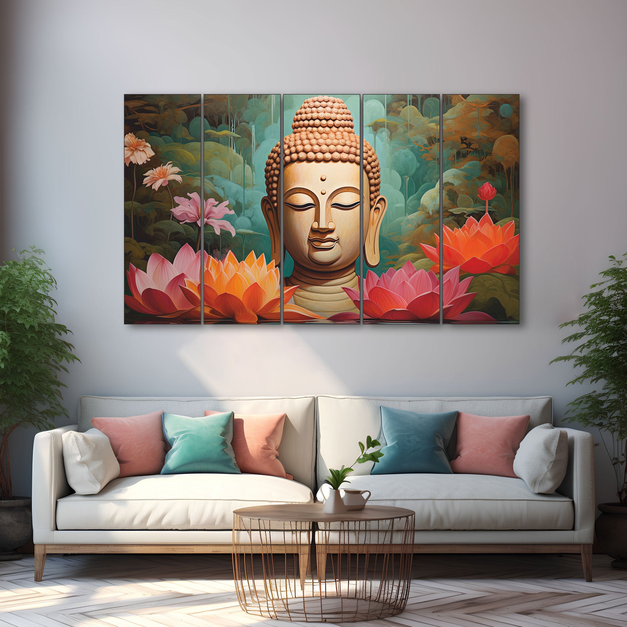 Lord Budha Painting with frame Big Size Wall Art for living room,Bedroom,Drawing room,Hotels