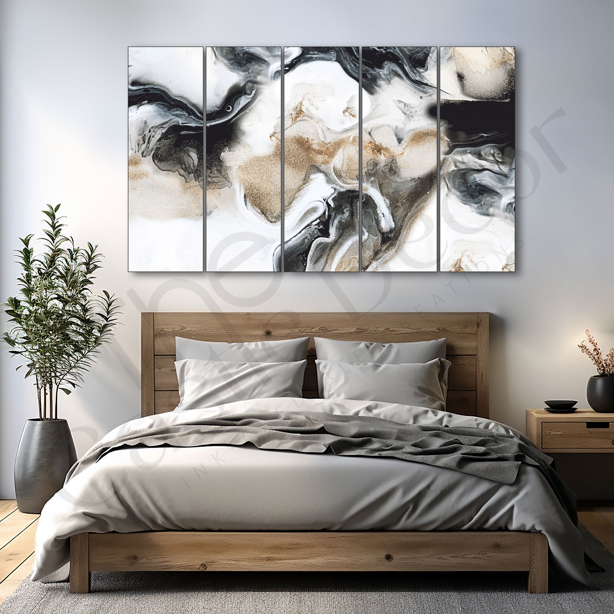 Modern Marble Painting Set of 5 for Home Decoration