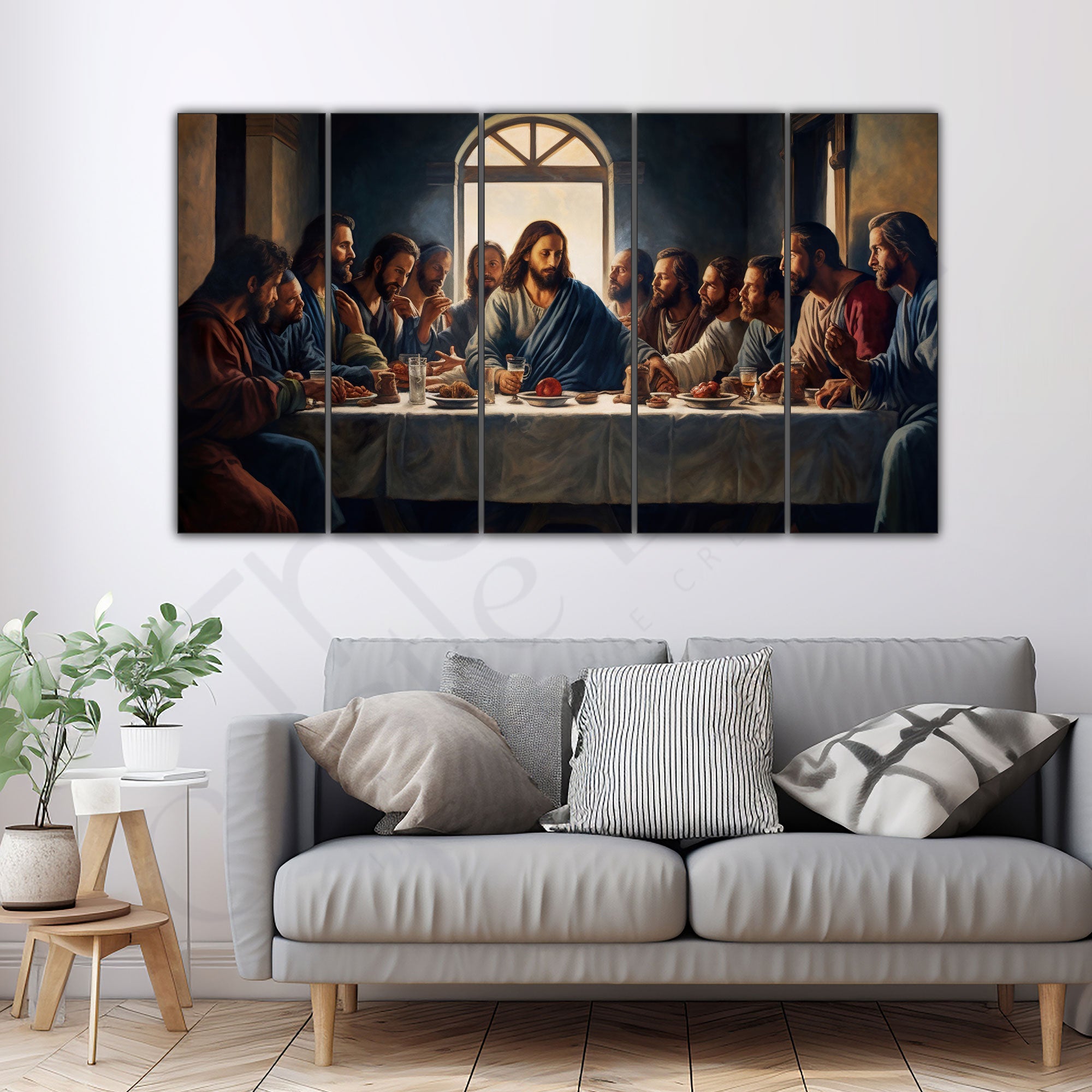 Jesus Christ Supper Meal Art Painting Set of 5 for Home Decoration