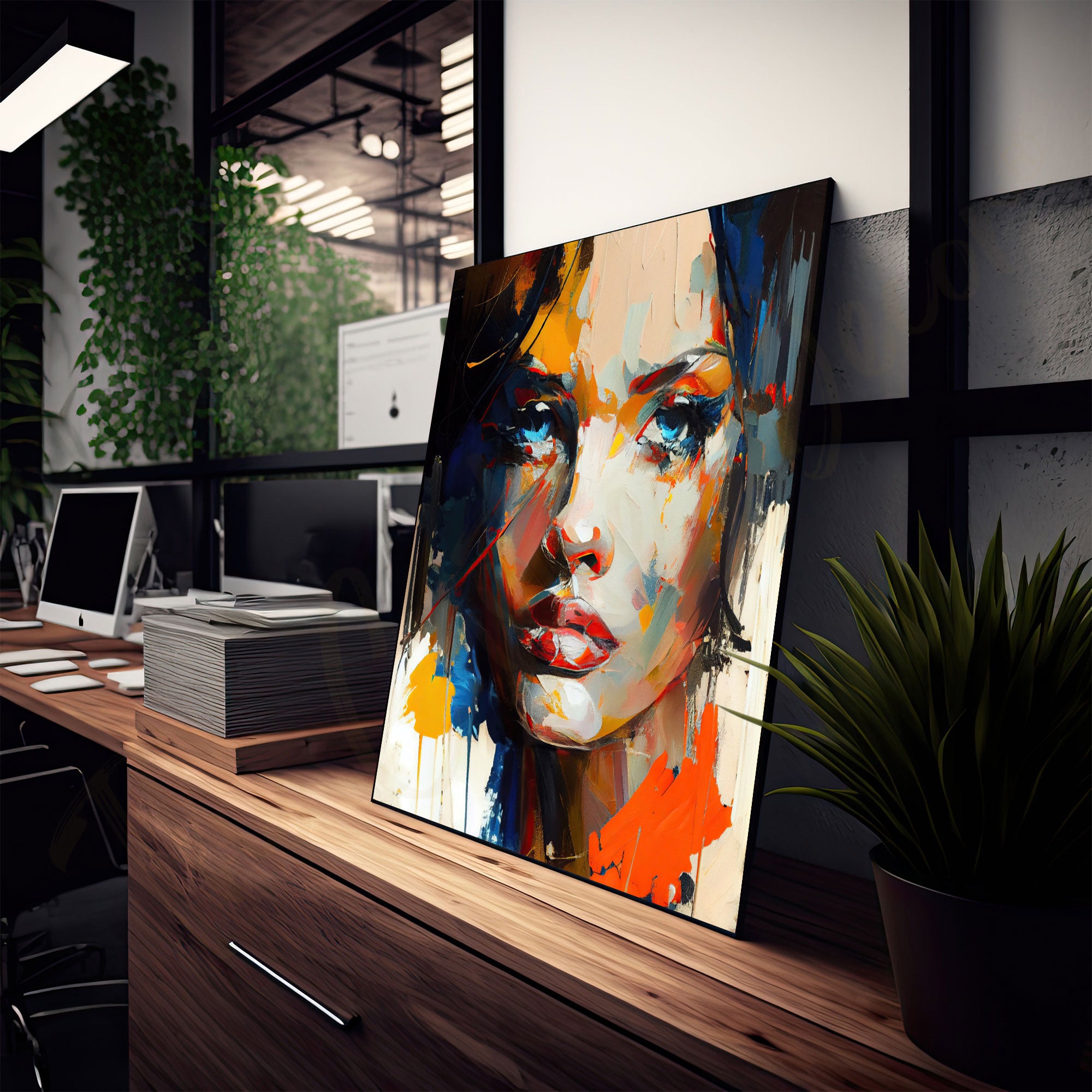 ModernAbstract woman face painting with frame Big Size Wall Art for living room,Bedroom,Drawing room,Hotels