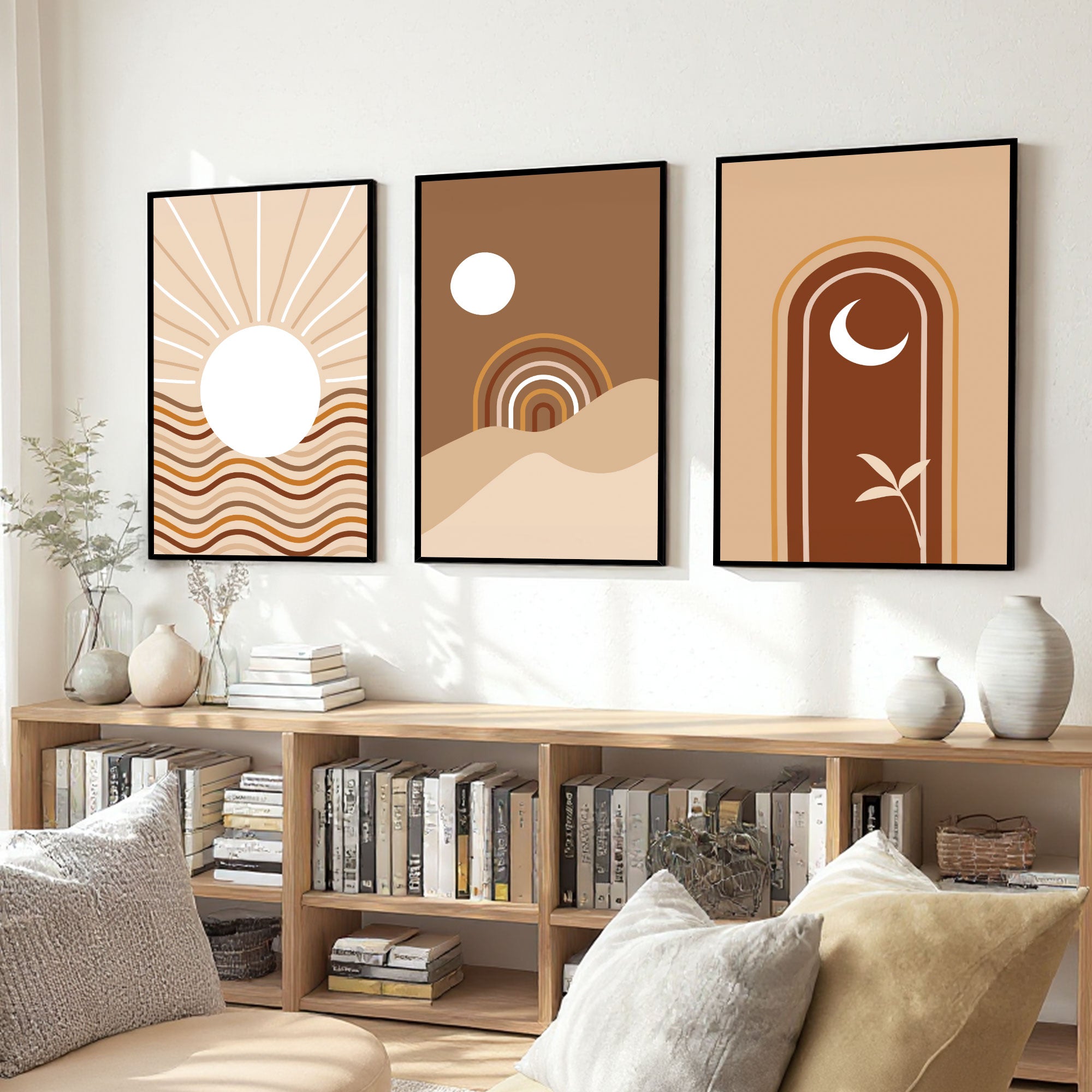The Castle Decor Boho Wall Art for Living Room Big Size | Framed Abstract Botanical Paintings for Living Room & Bedroom | Modern Home Decoration & Perfect Gifting Option | Set of 3 (11×17 Inch Each) – 5