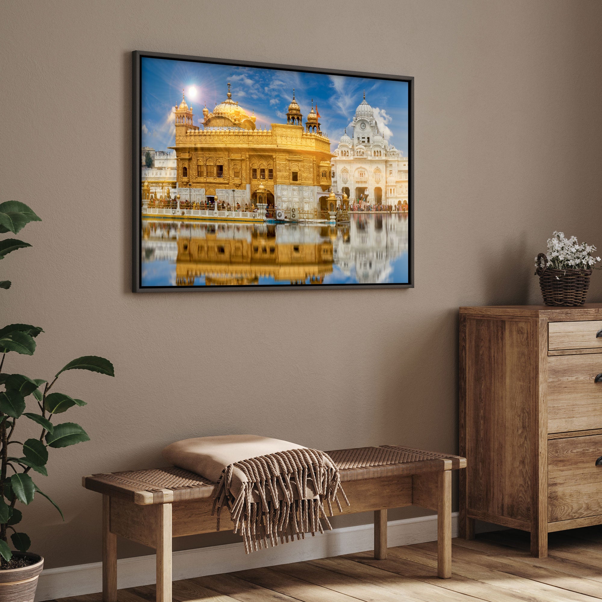 Darbar sahib/Golden temple Canvas painting with frame Big Size Wall Art for living room,Bedroom,Drawing room,Hotels