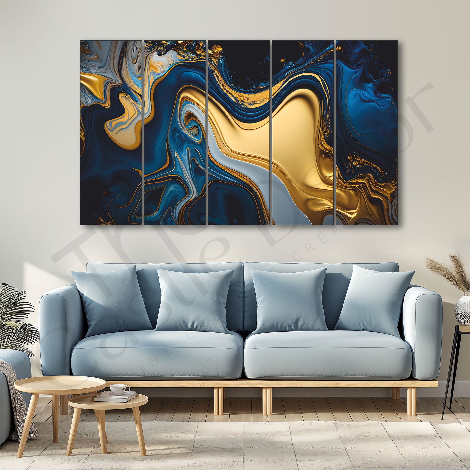 Marble Abstract Painting Set of 5 for Home Decoration