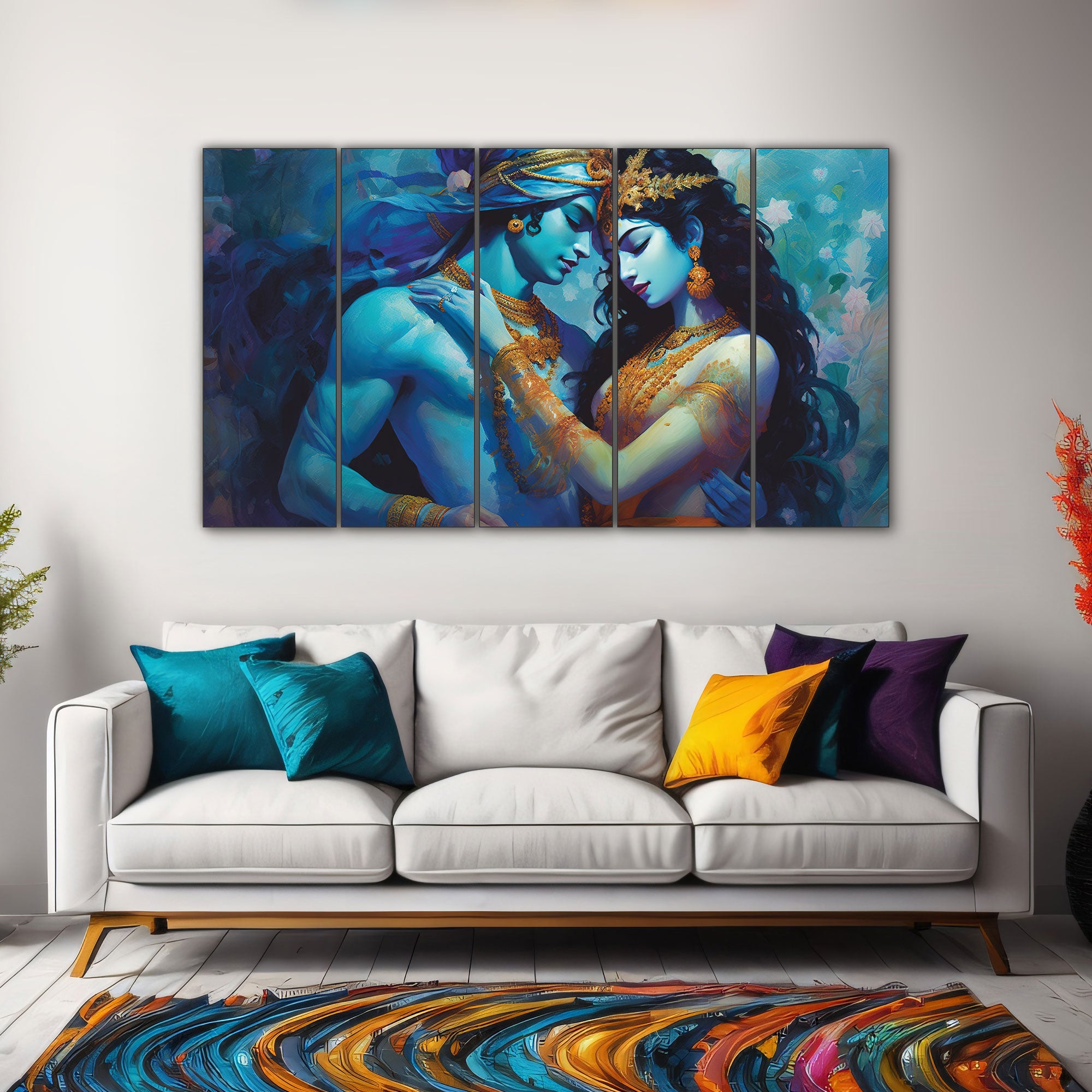 Radha Krishan Painting with frame Big Size Wall Art for living room,Bedroom,Drawing room,Hotels