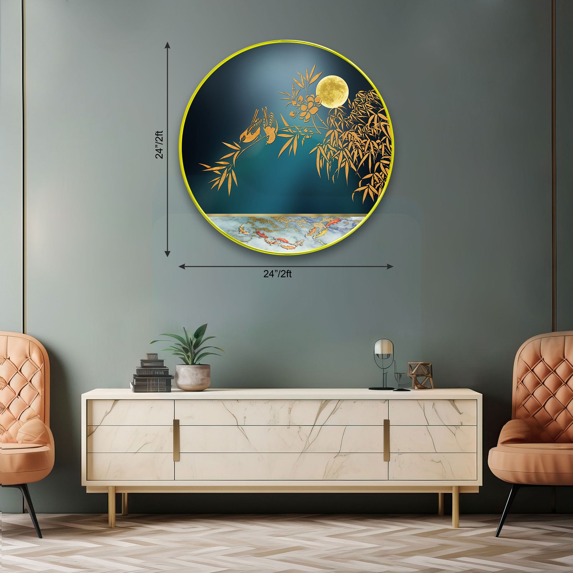 Fishes Sparkle Wooden Wall Plate for Home Decoration Art-14