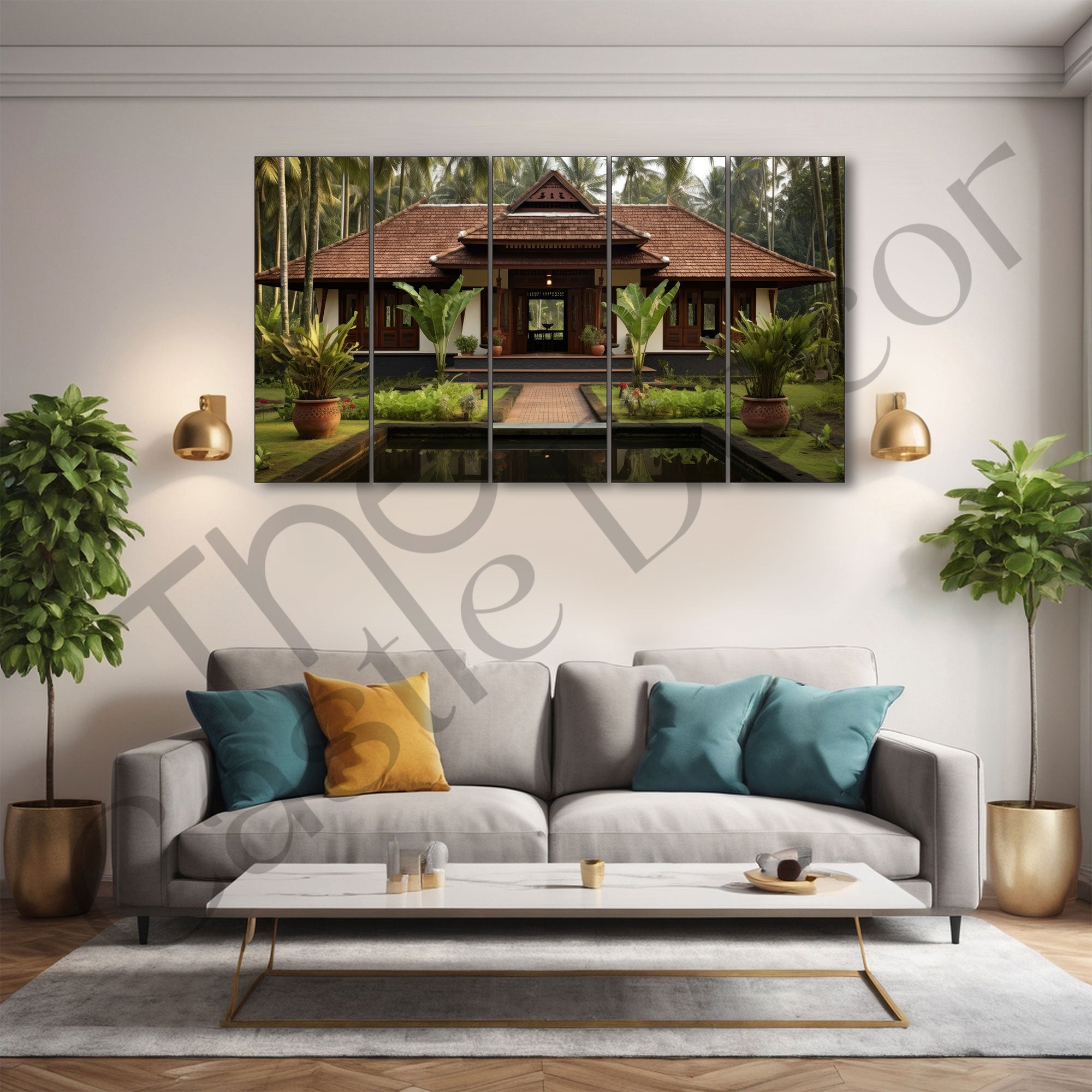 Kerala House Painting with frame Big Size Wall Art for living room,Bedroom,Drawing room,Hotels