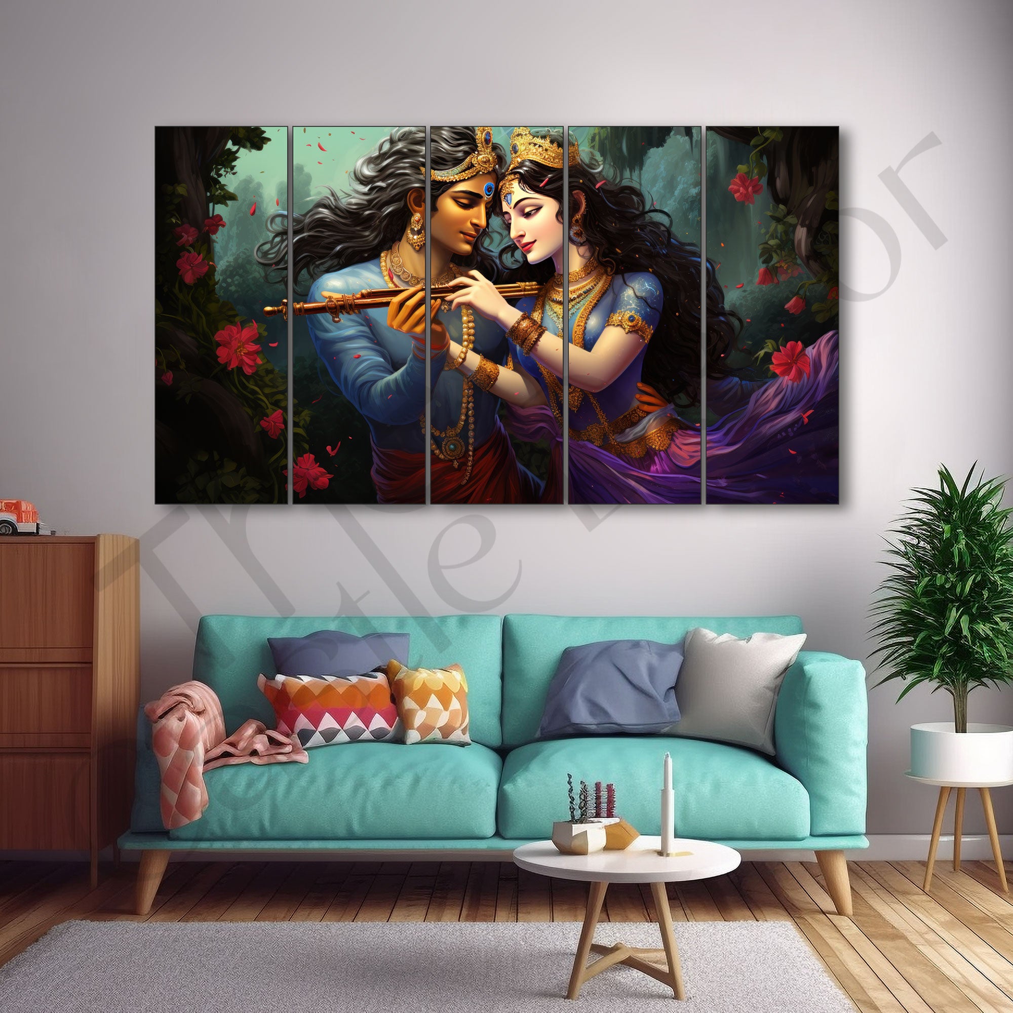 Radha Krishna Painting with frame Big Size Wall Art for living room,Bedroom,Drawing room,Hotels