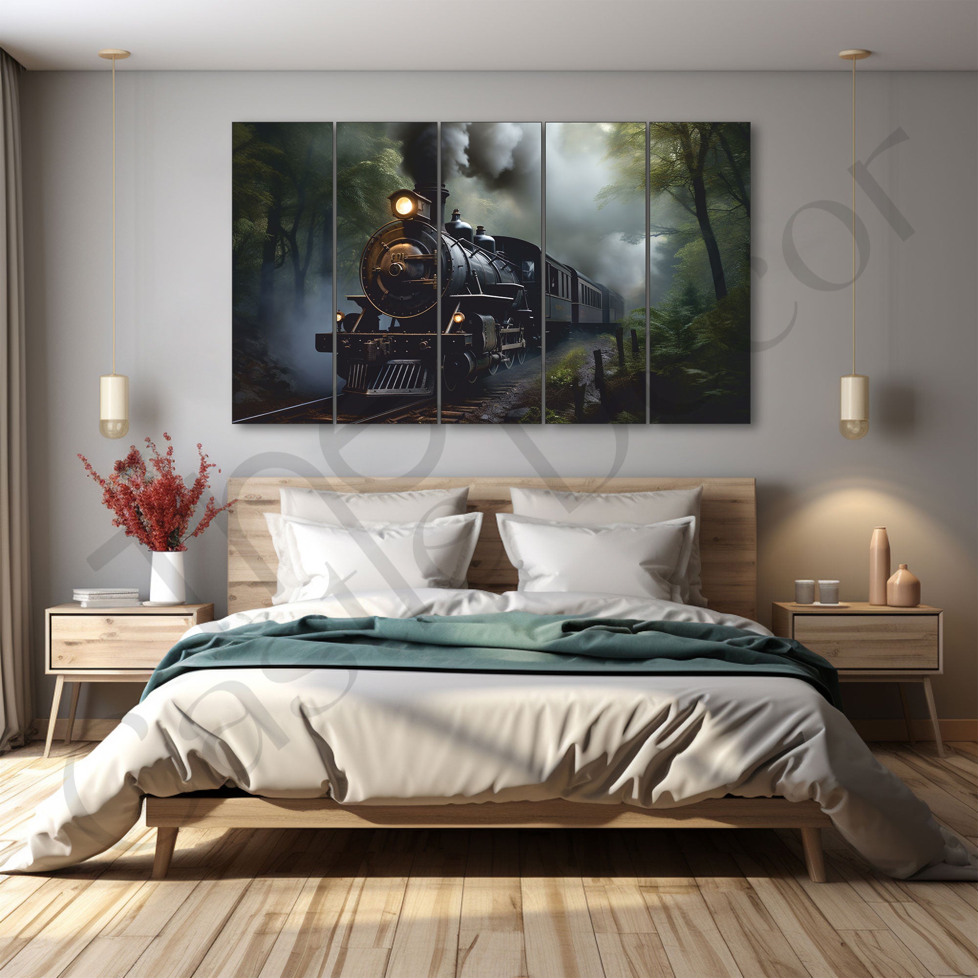 Train Painting with frame Big Size Wall Art for living room,Bedroom,Drawing room,Hotels