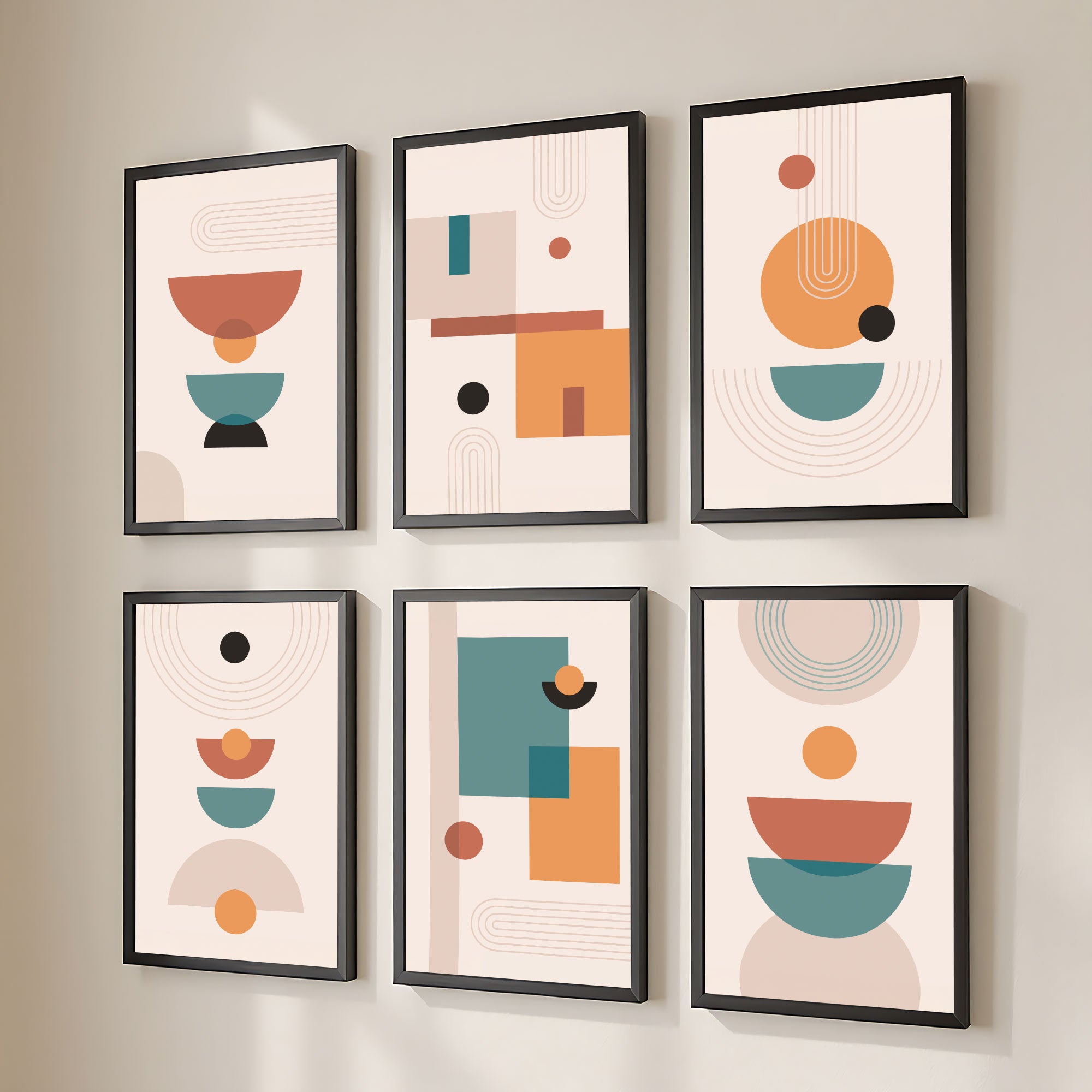 The Castle Decor Boho Wall Art for Living Room Big Size | Framed Abstract Botanical Paintings for Living Room & Bedroom | Modern Home Decoration & Perfect Gifting Option | Set of 6 (11×17 Inch Each)1