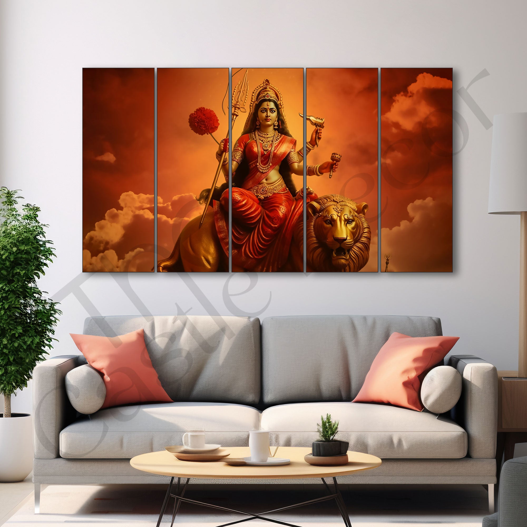 Durga Mata ji Painting with frame Big Size Wall Art for living room,Bedroom,Drawing room,Hotels