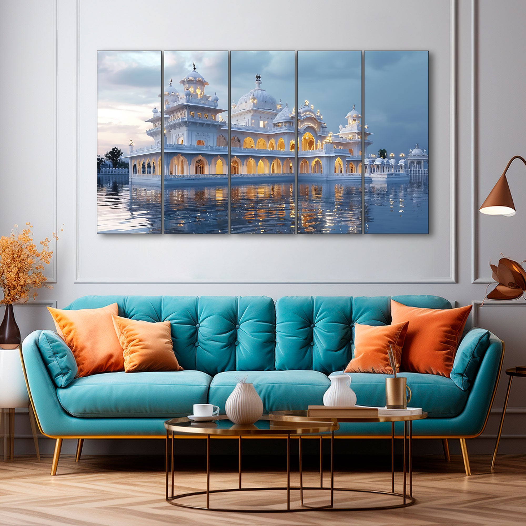 Ram Mandir Painting with frame Big Size Wall Art for living room,Bedroom,Drawing room,Hotels