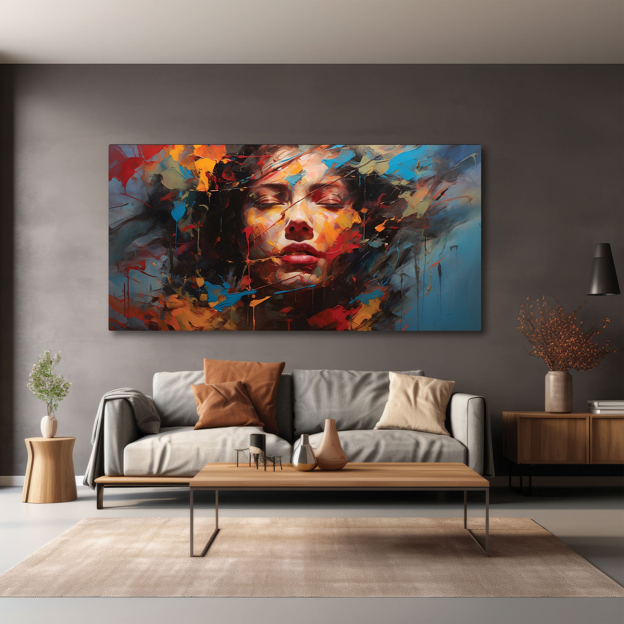 Women faceAbstract Canvas painting with frame Big Size Wall Art for living room,Bedroom,Drawing room,Hotels