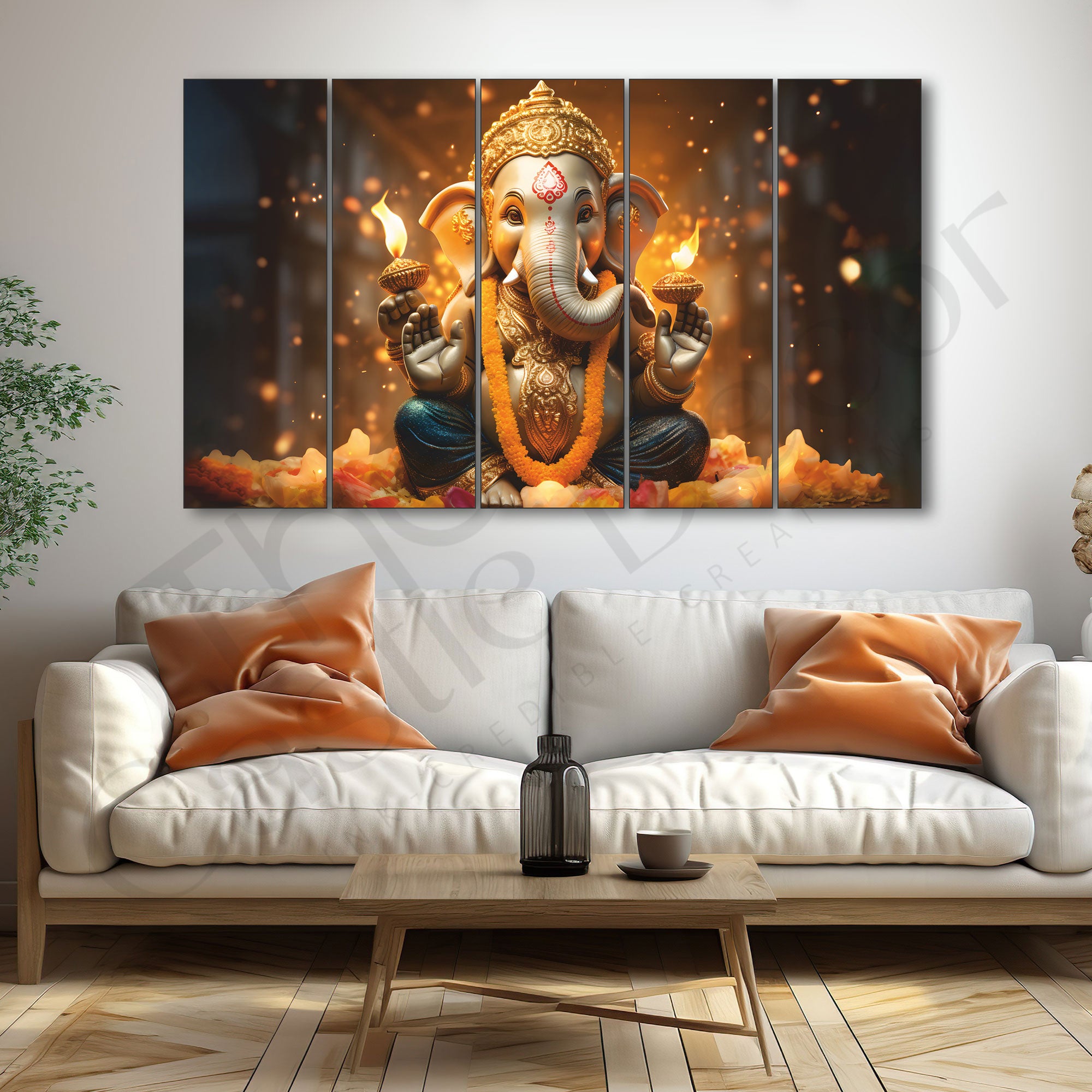 Ganesha Painting with frame Big Size Wall Art for living room,Bedroom,Drawing room,Hotels