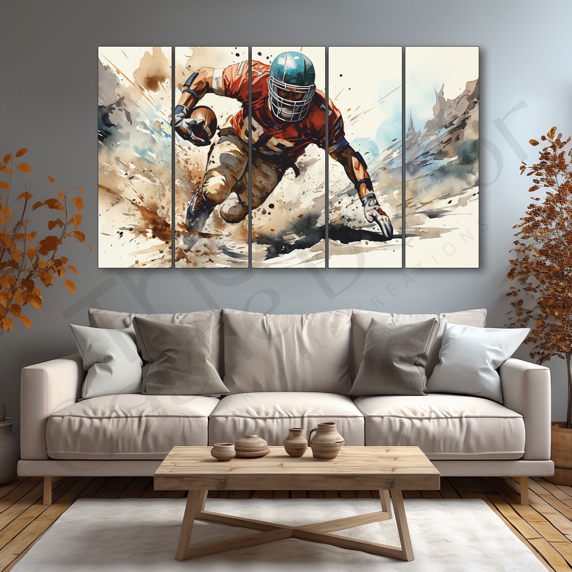Rugby Painting Set of 5 for Home Decoration