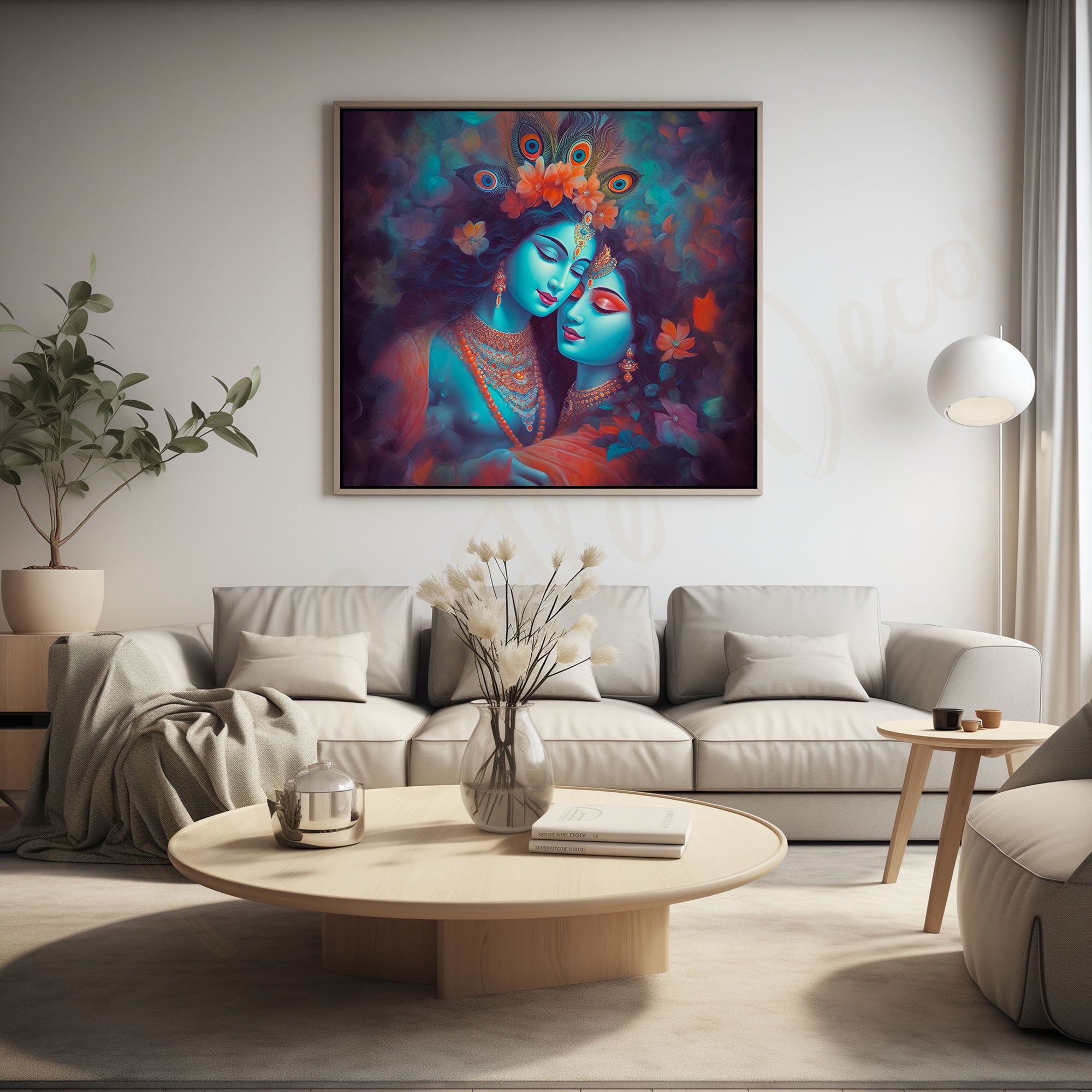 Radha krishan love painting with frame Big Size Wall Art for living room,Bedroom,Drawing room,Hotels
