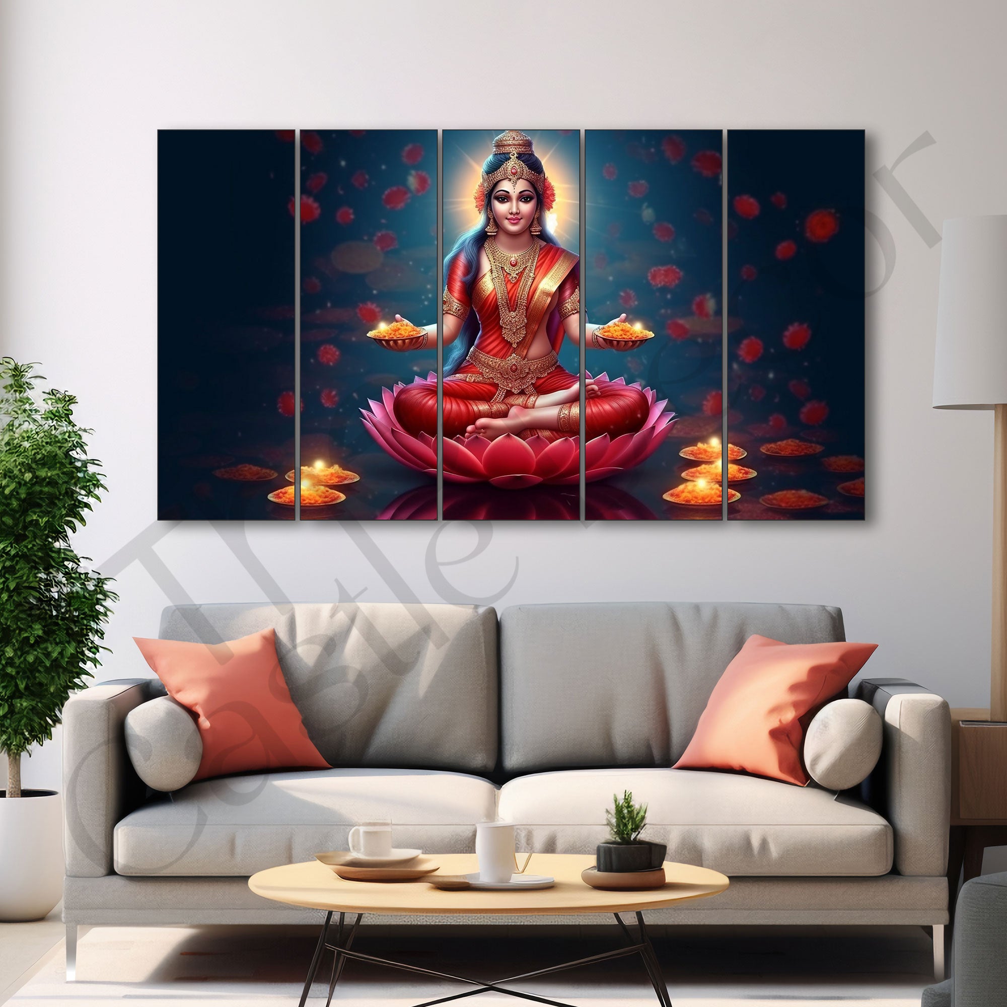 Goddess Laxmi ji Painting with frame Big Size Wall Art for living room,Bedroom,Drawing room,Hotels