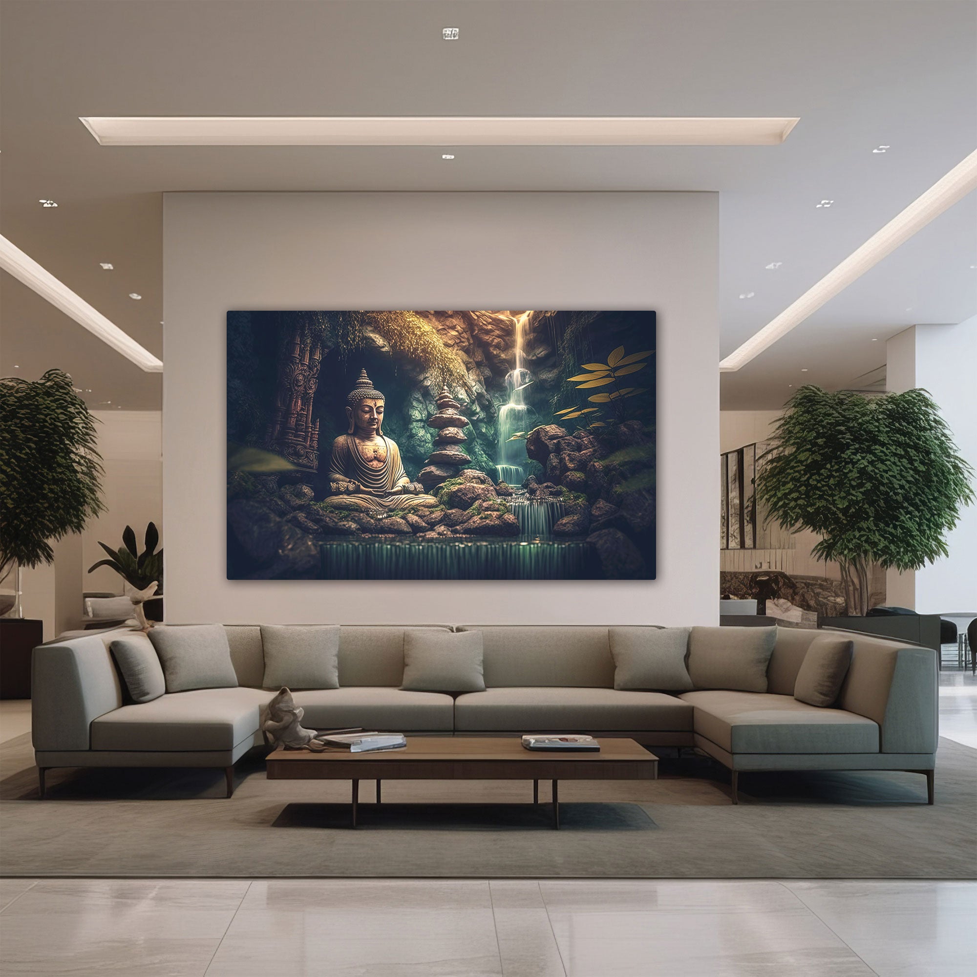 Lord budha Canvas painting with frame Big Size Wall Art for living room,Bedroom,Drawing room,Hotels