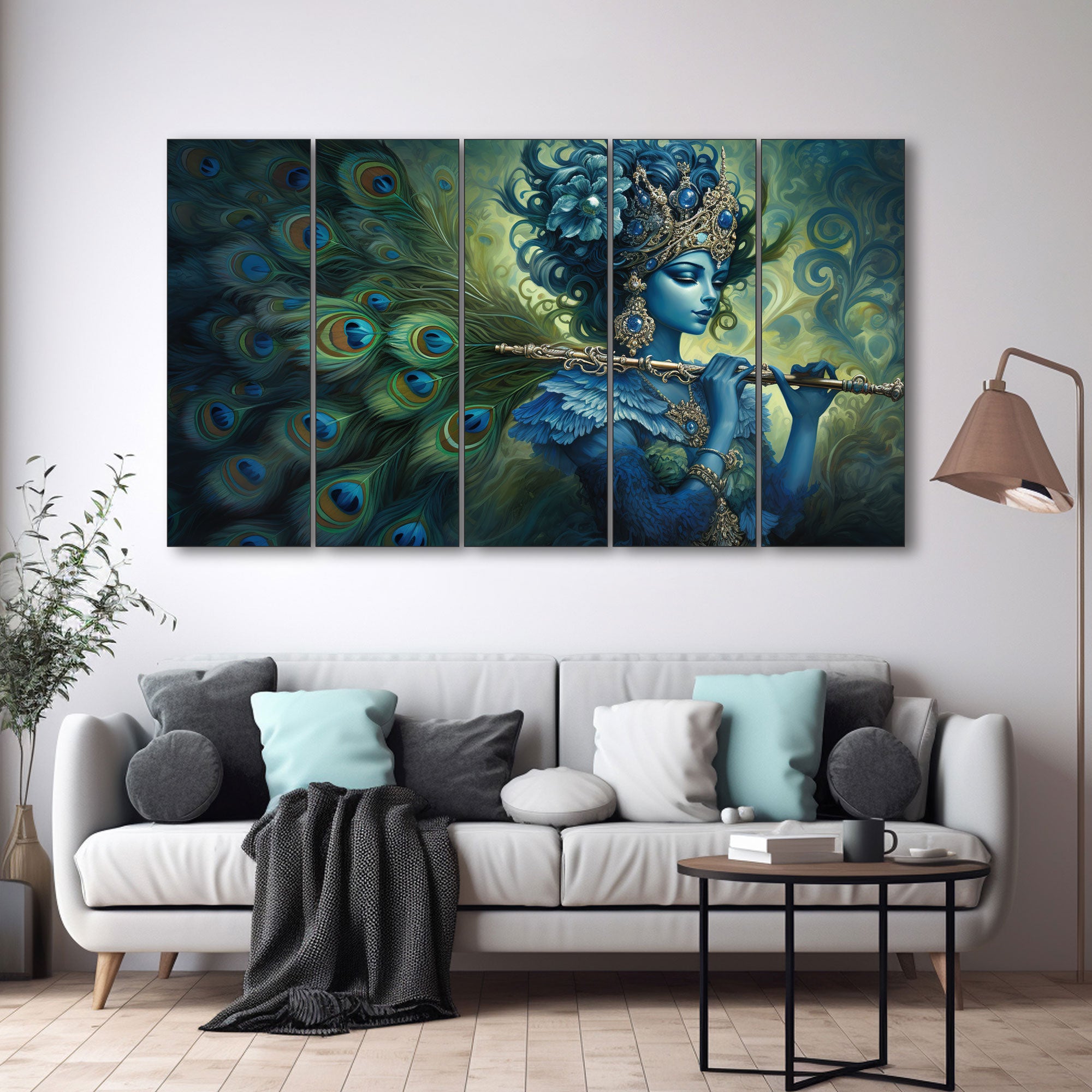 Krishna Ji Painting with frame Big Size Wall Art for living room,Bedroom,Drawing room,Hotels