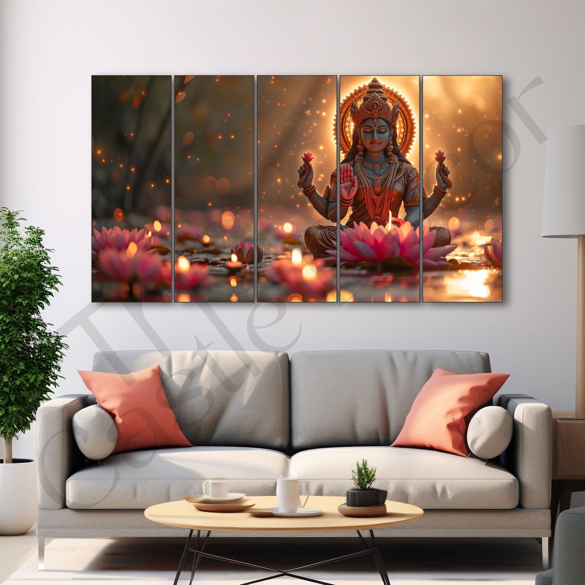 Goddess Laxmi ji Painting with frame Big Size Wall Art for living room,Bedroom,Drawing room,Hotels